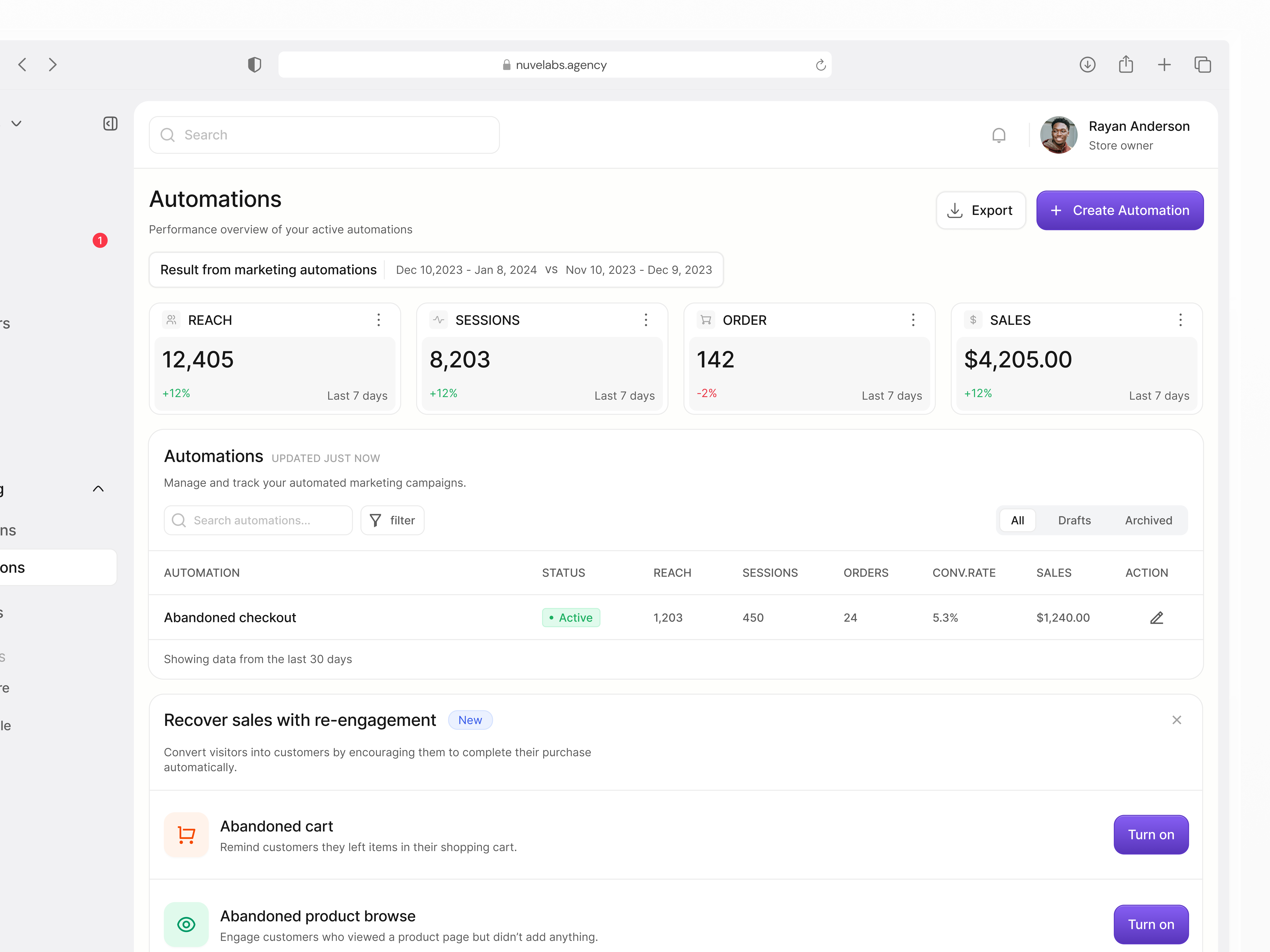 Ecommerce Automation UI Design
