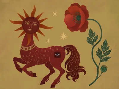 Fire Horse - a symbol of 2026. Symbolic illustration. adobe photoshop art book illustration chinese year editorial esoteric fire horse graphic design horse illustration print procreate sun symbolic
