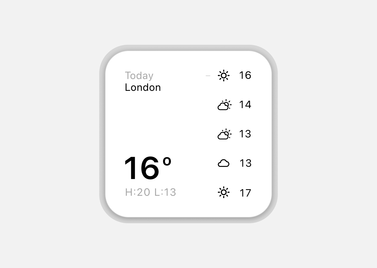 Minimal Weather Widget — Glassmorphism Clean UI