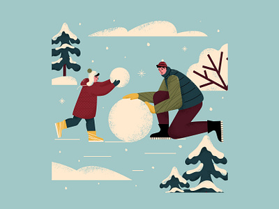 Snowman characters digital art editorial illustration family flat freelance illustrator illustration illustrator pattern texture winter holidays winter time