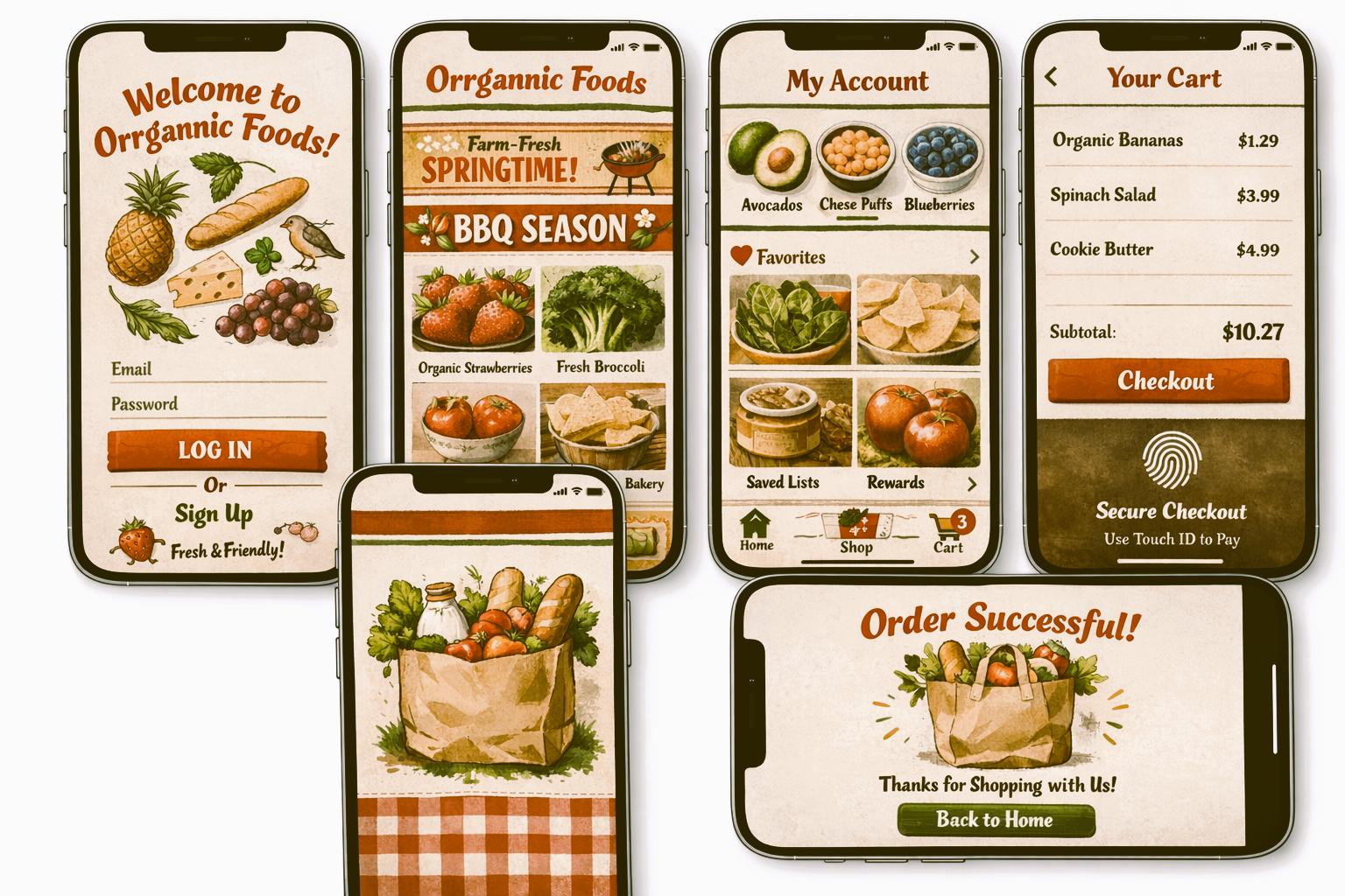 orrgannic foods mobile app ui design 5 branding design ecommerce graphic design illustration logo portfolio shopping ui