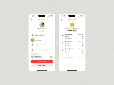 Gamification - Achievement Badge UI Screen achievement app design award screen badge badge design behavioral design figma expert gamification habit app product design profile screen streak design streak system user engagement ux designer