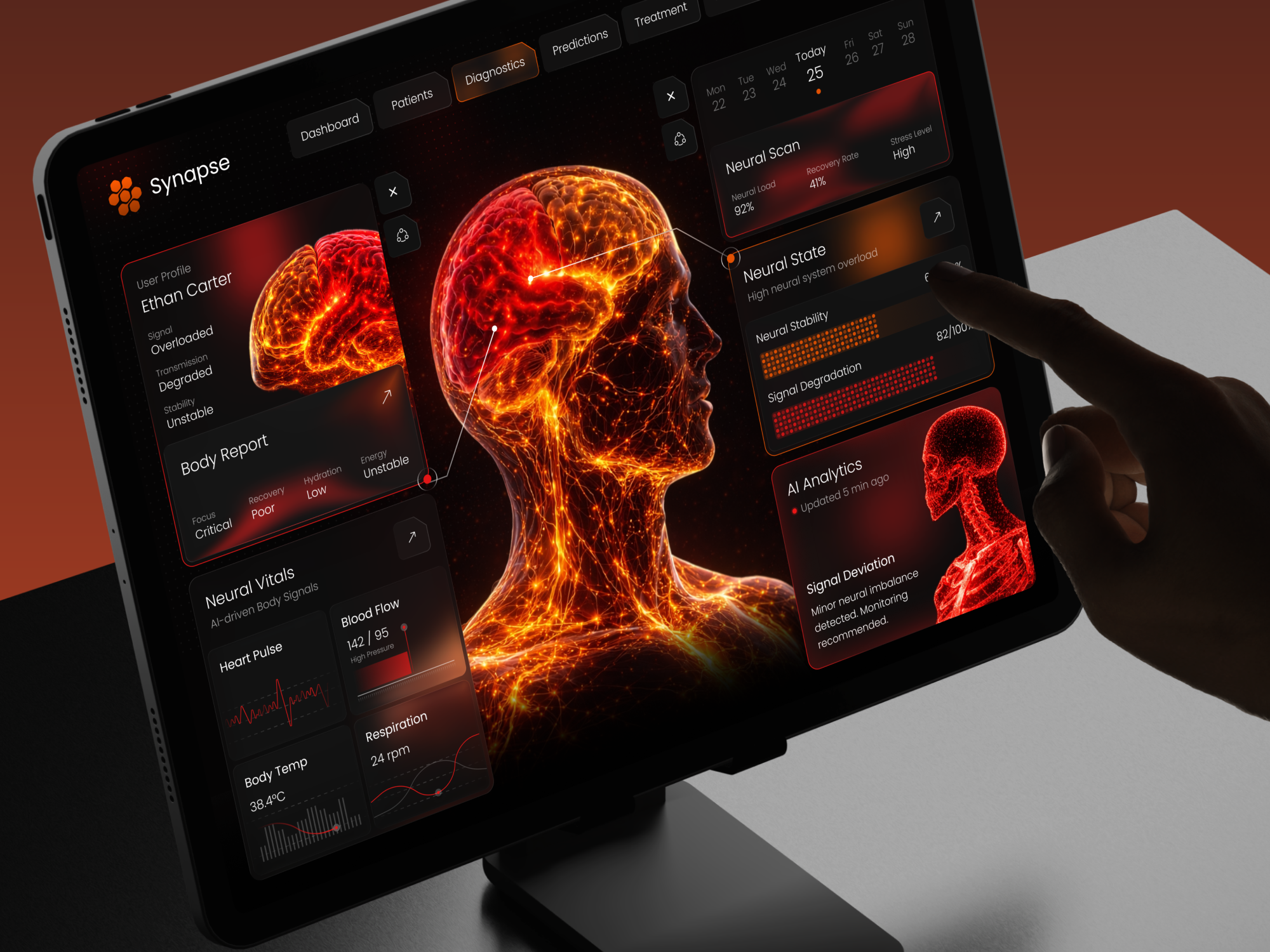 Synapse | Advanced AI Neural Diagnostics & Biometric Tablet UI analytics dashboard application b2b saas application digital health app digital health uiux health app health application health tech app health tech uiux health uiux healthcare app healthcare application healthcare uiux medical app medical application medical uiux medicine uiux medtech app medtech application medtech uiux