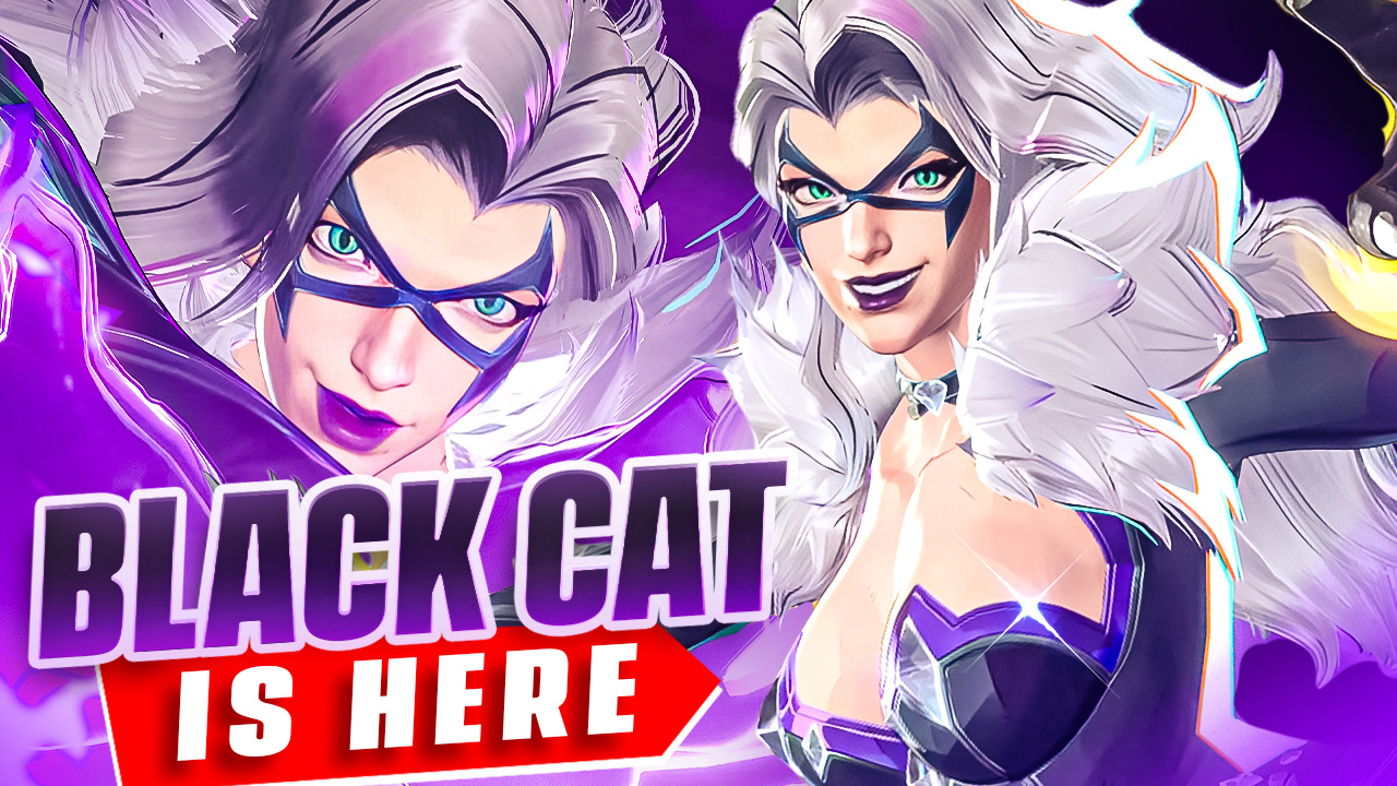 Black Cat Marvel Rivals Thumbnail 3d animation black cat blender branding design gaming graphic design illustration marvel rivals photoshop social media post thumbnail thumbnail design thumbnails twitch ui youtube youtube thumbnail