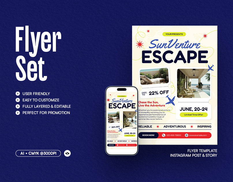 Summer Travel Flyer design event flyer packages promotional solasome summer template travel