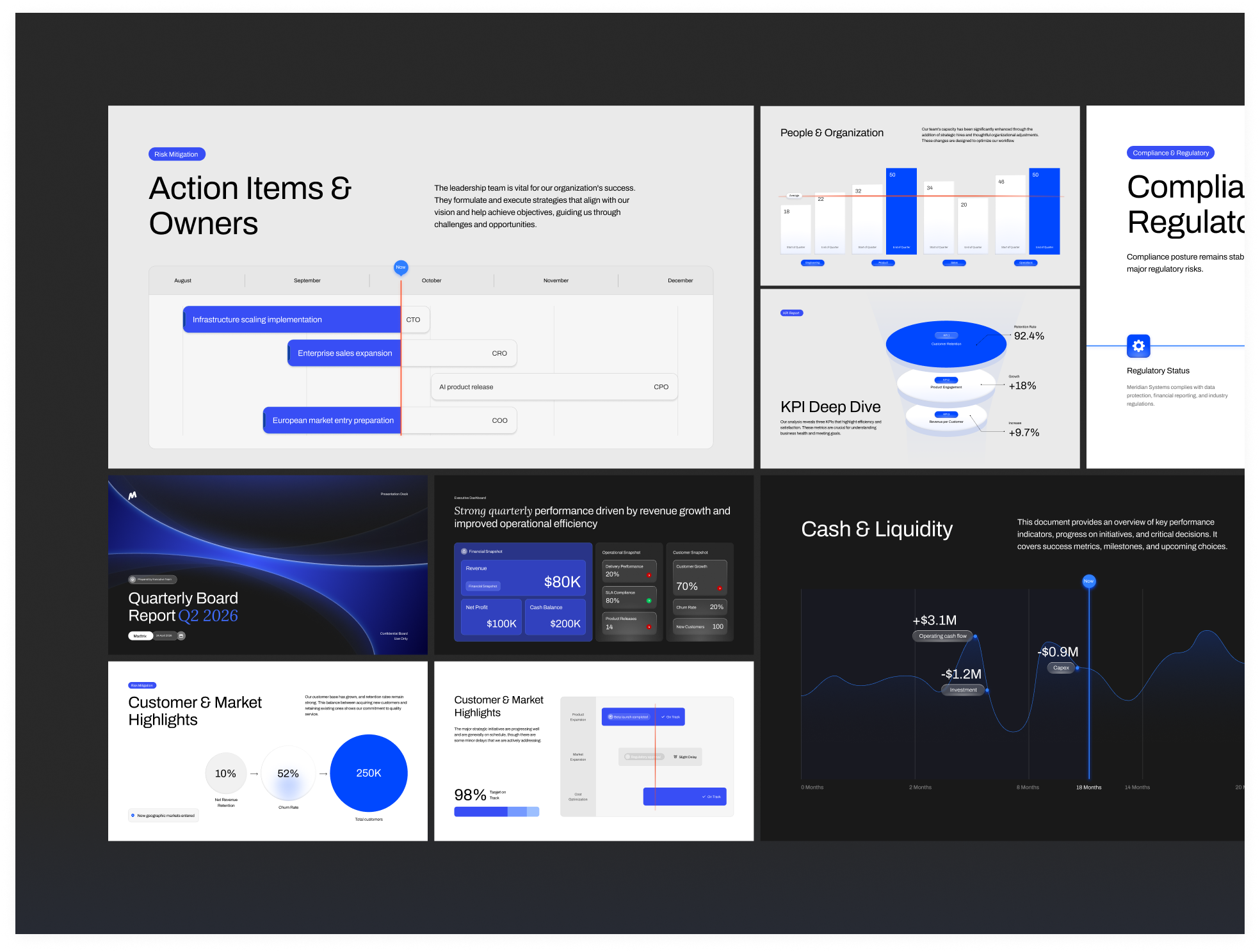 Pitch Deck - Infographic Quarterly Board Report animation branding business chart company corporate data deck design gradient graphic design infographic motion motion graphics pitch deck presentation report report deck report presentation slide