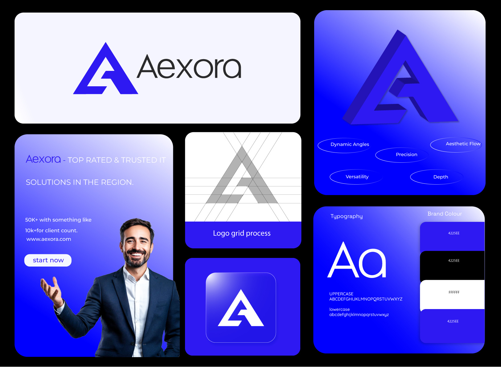 Example of Aexora Modern A Letter Logo Design – Geometric Tech Brand.