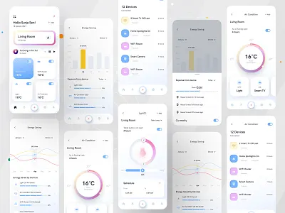 Smart Home App UI - IoT Control Dashboard app design app design concept design digital product energy dashboard home automation ios app iot design mobile design mobile ui ofspace product design saas design smart app smart home app smart home ui ui ui trends uiux uiux design