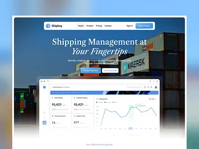 Shipboy - Shipping Management SaaS Landing Page analytics dashboard logistic saas shipping uiux web design