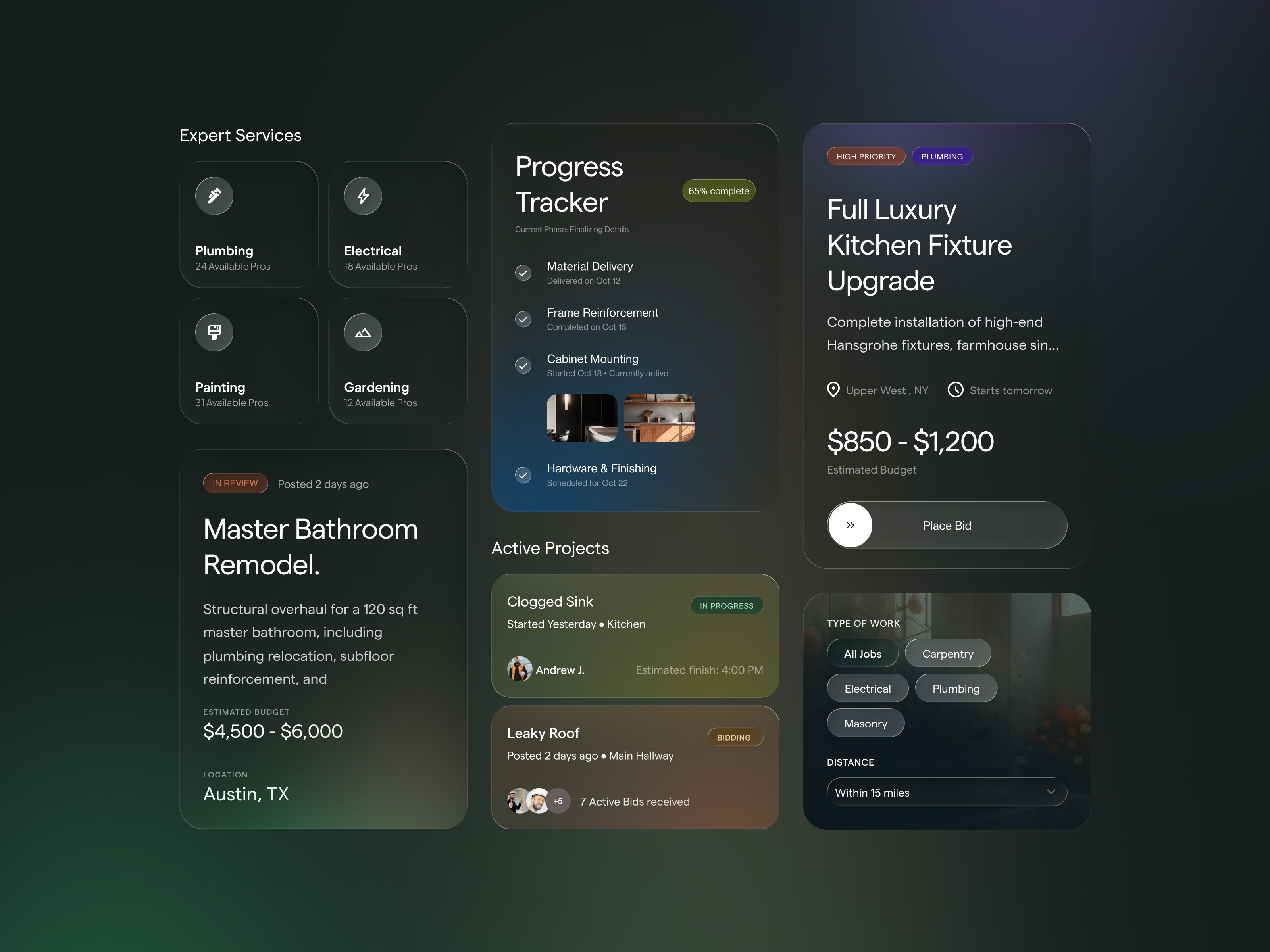 Plumbq - Home Services Bidding App UI