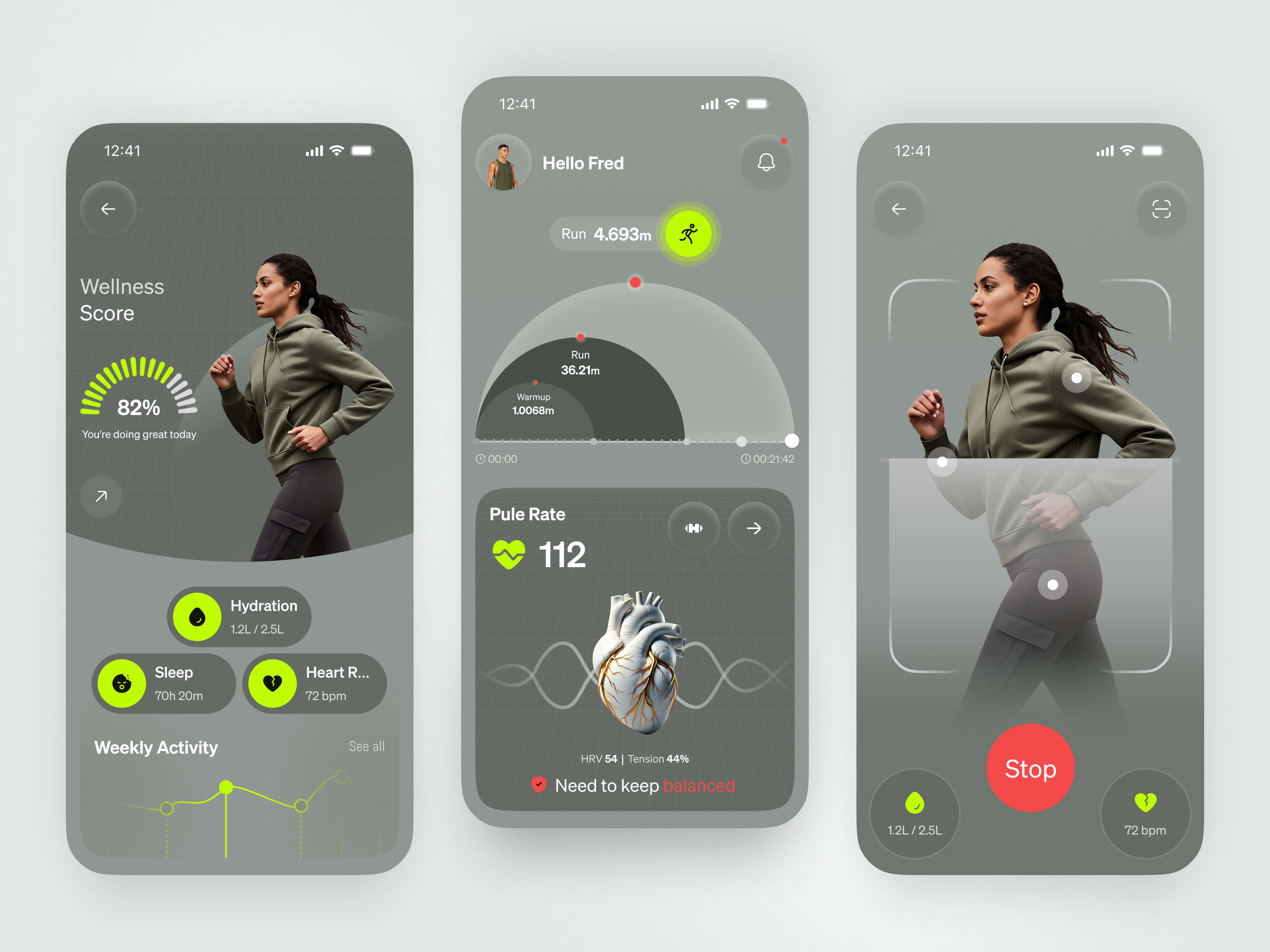 Fitness Tracking Mobile App UI Design ai fitness app design design fitness app fitness app design fitness tracker health app health monitoring heart rate tracker mental health mobile app mobile app design mobile ui sleep tracking user interface web wellness app