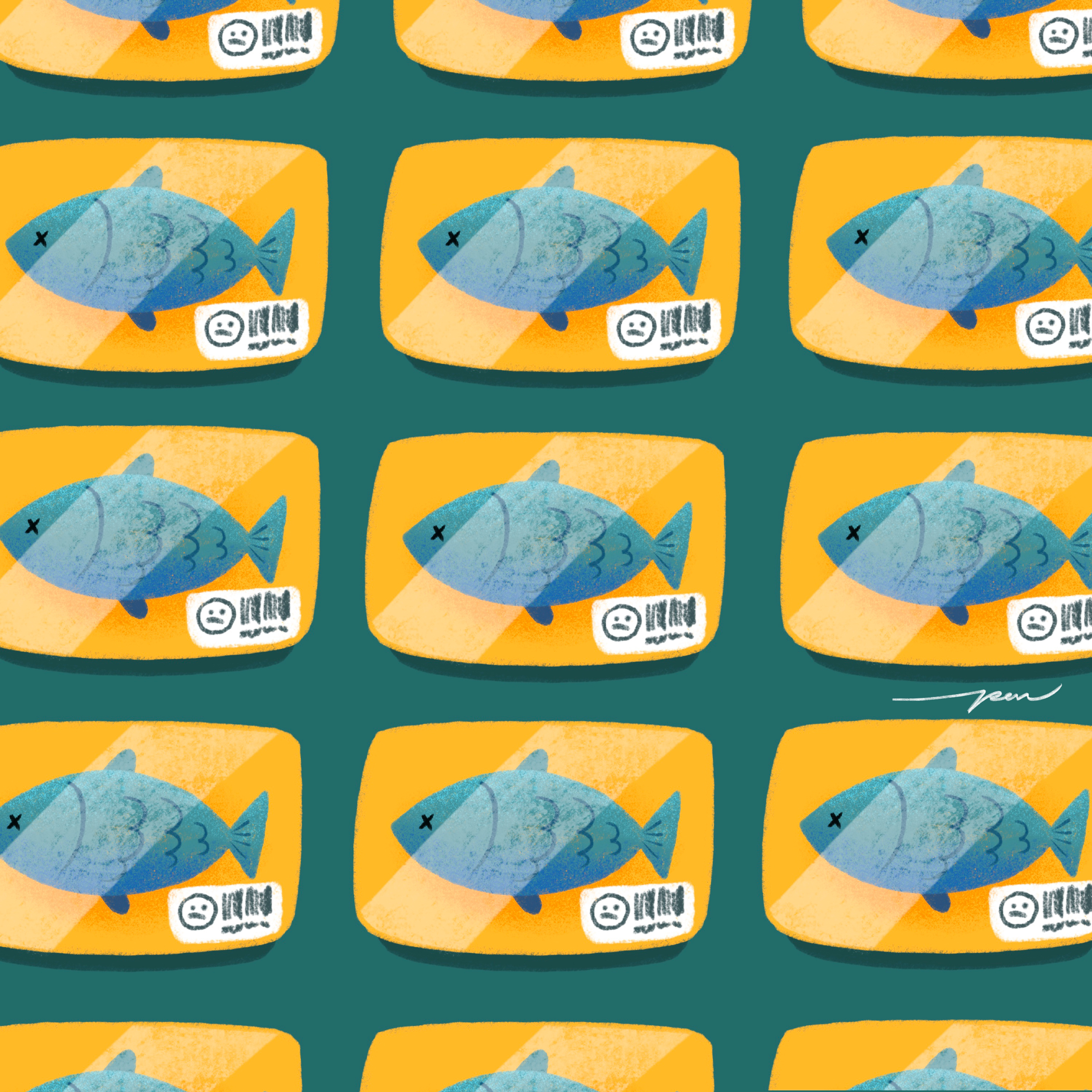 Fishing / Azul x Pon Cervantes cartoon character color cute design fish food illustration market supermarket