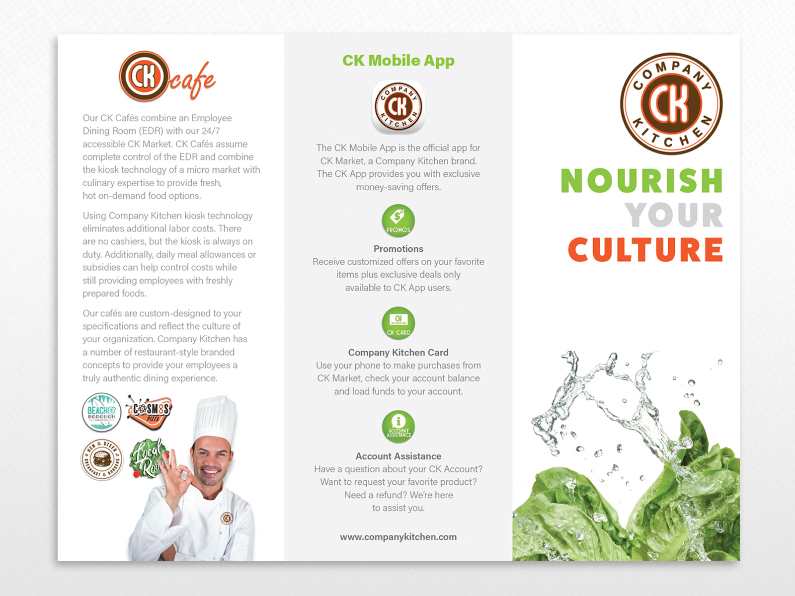 Company Kitchen Trifold branding clean food graphic design layout logo trifold