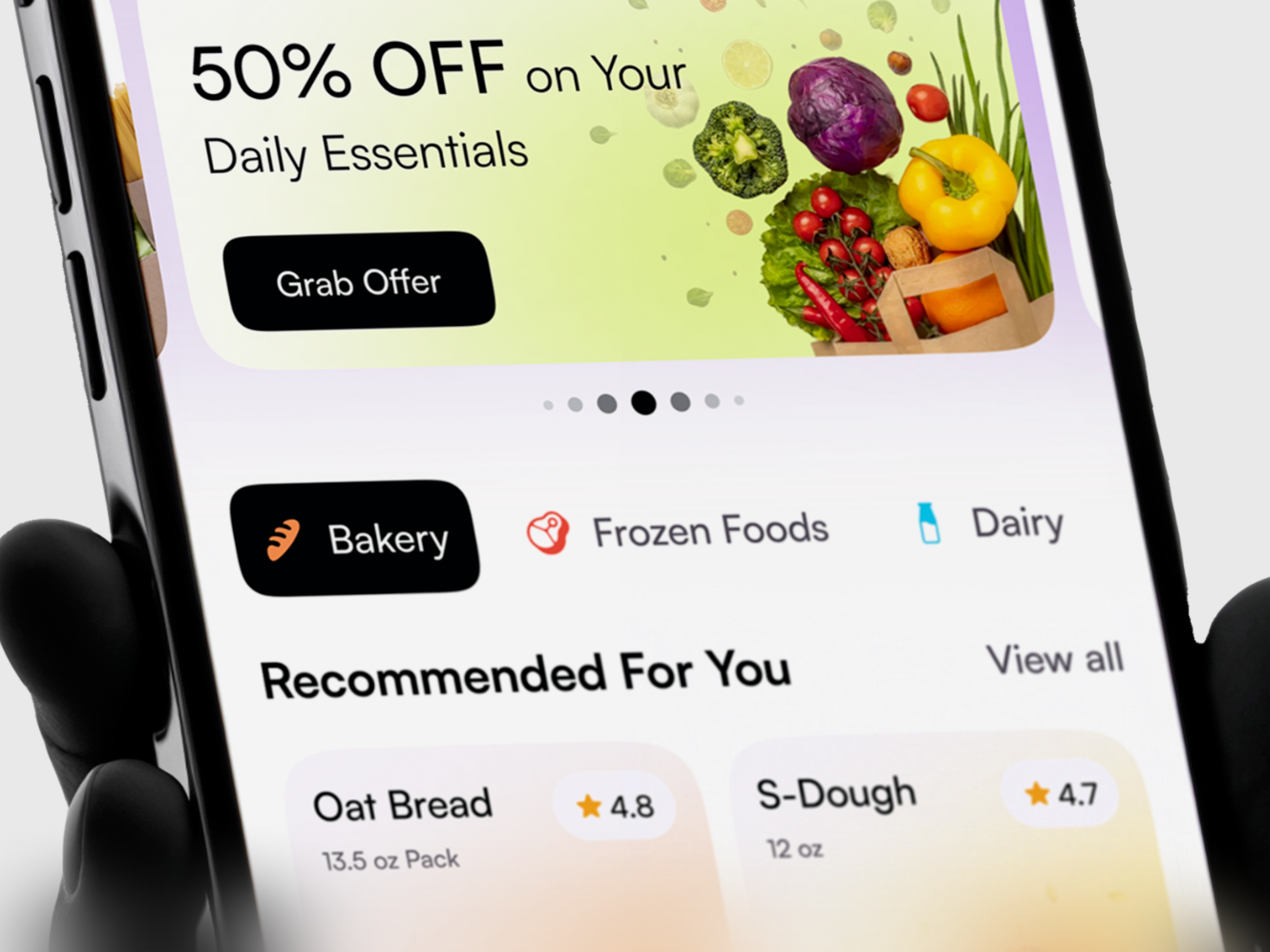 Grocery Shopping Mobile App - Fresh & Easy Daily Shopping app ui e commerce app food app food ordering fresh food grocery app grocery delivery mobile app mobile shopping online store shopping app super market app ui design