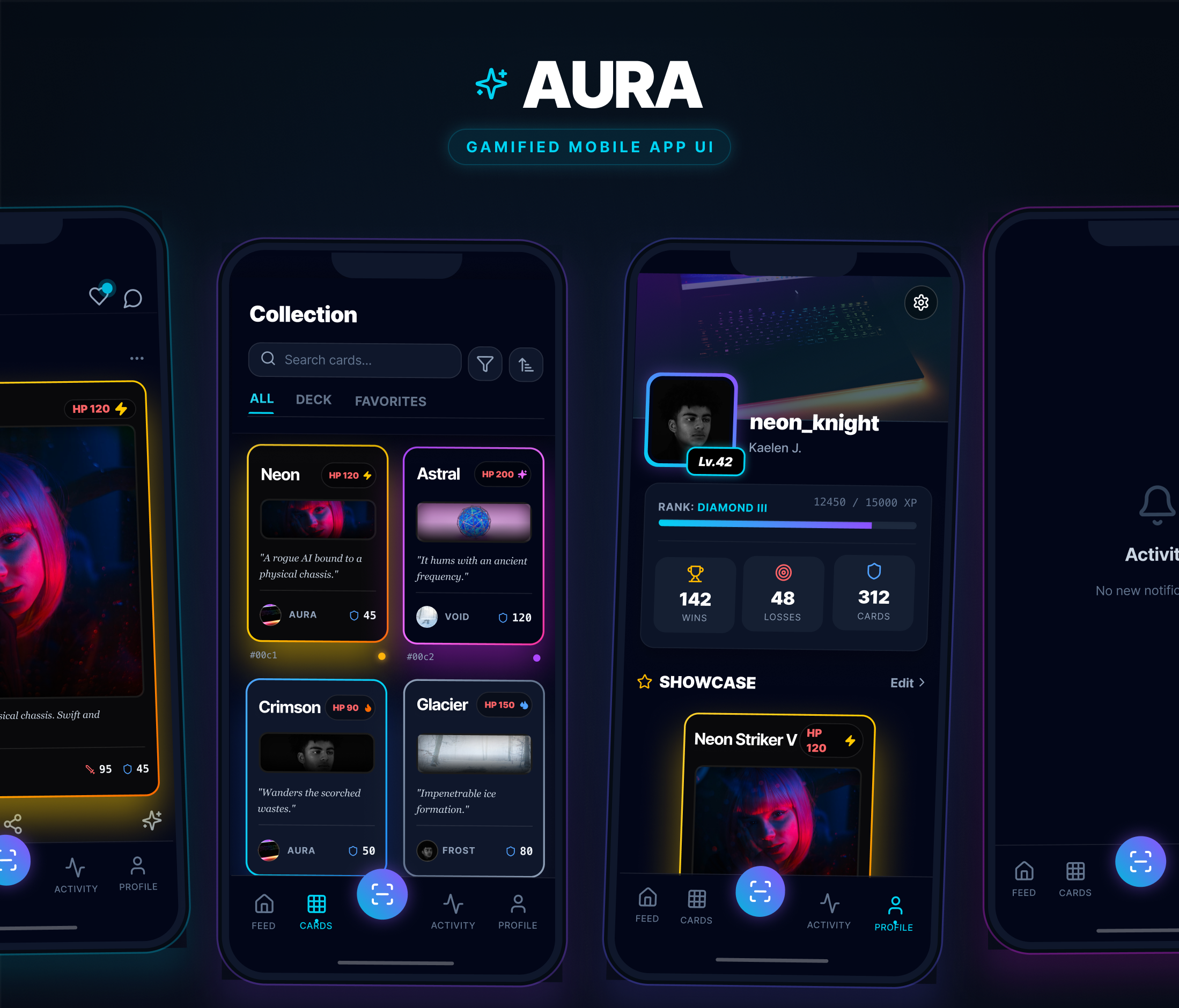 Aura — Gamified Mobile App UI app design figma figma design figma mobile app game app mobile app mobile app design ui uiux design