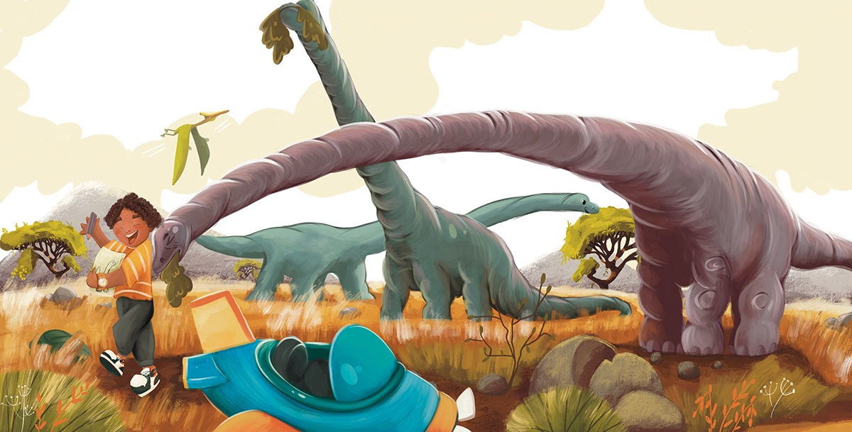 Example of Cute Dinosaur Adventure Illustration for Kids