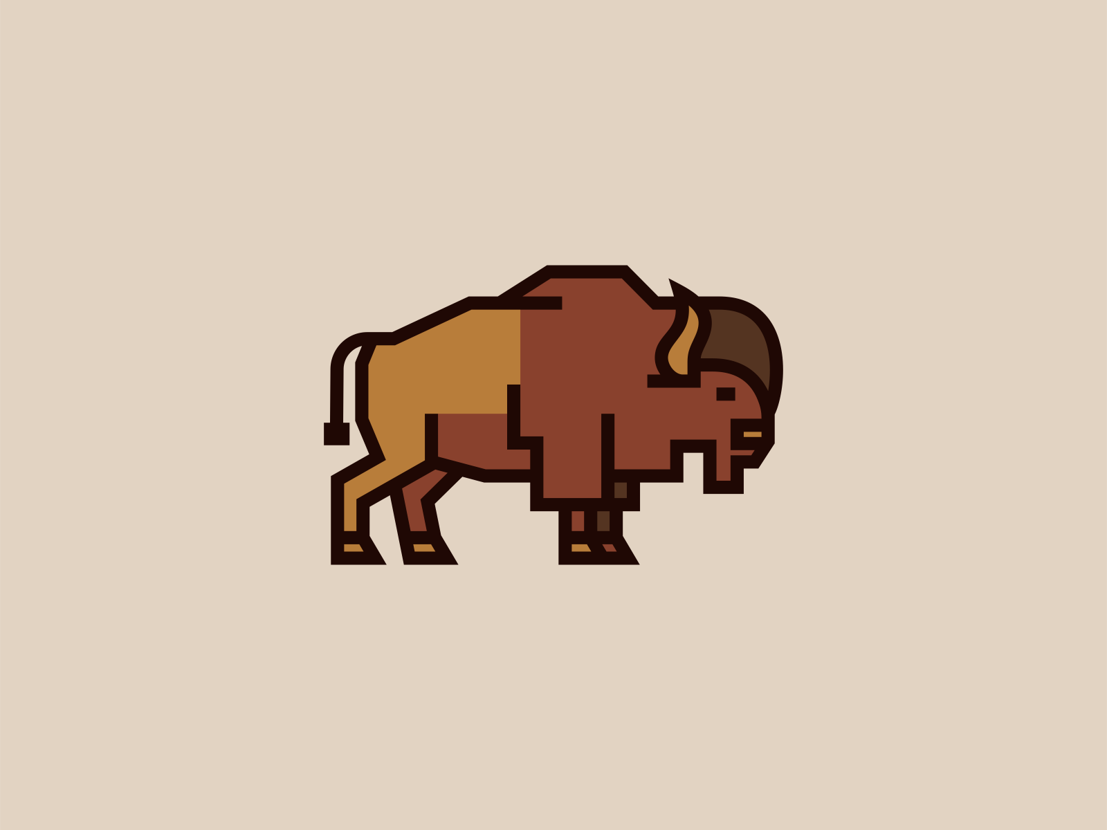 Line Art Bison Logo