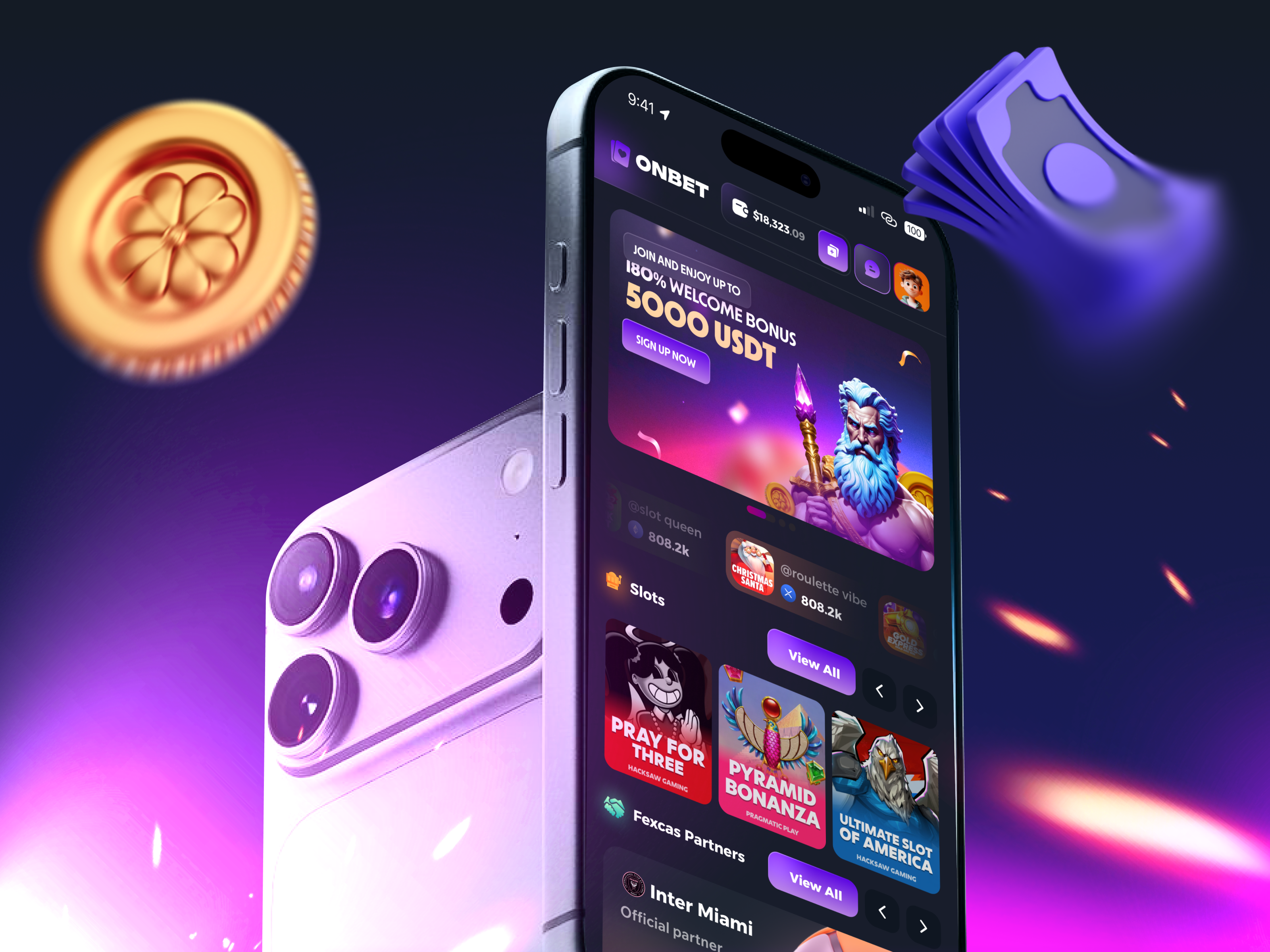 ONBET - Casino App app app design casino app casino design casino homepage casino interface gambling app gambling design game desgin gaming app homepage mobile