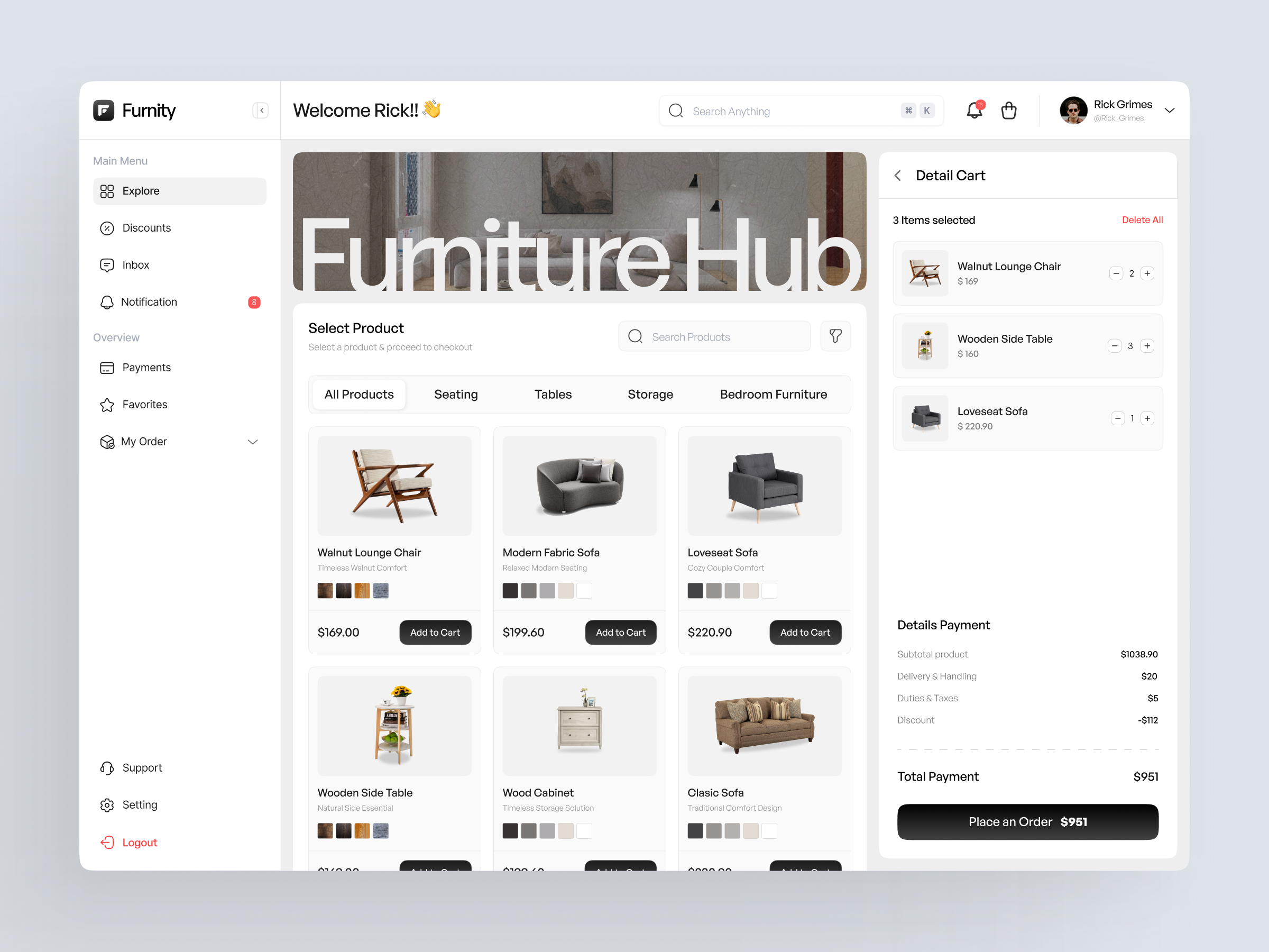 Example of Furnity - Furniture E-commerce Dashboard Website