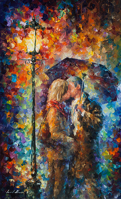 KISSING THROUGH THE RAIN leonidafremov