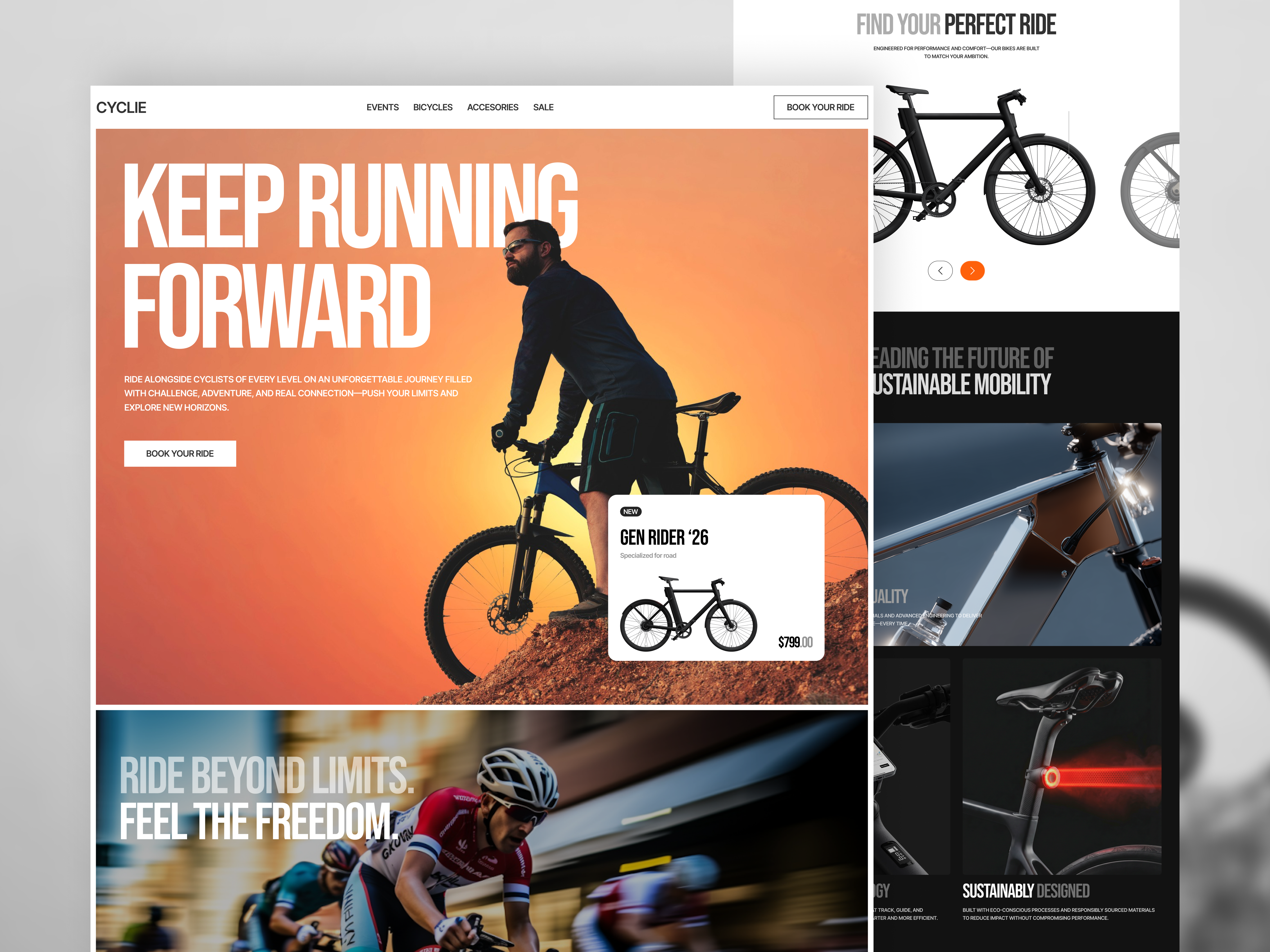 CYCLIE — Bold & High-Energy Landing Page UI/UX Design