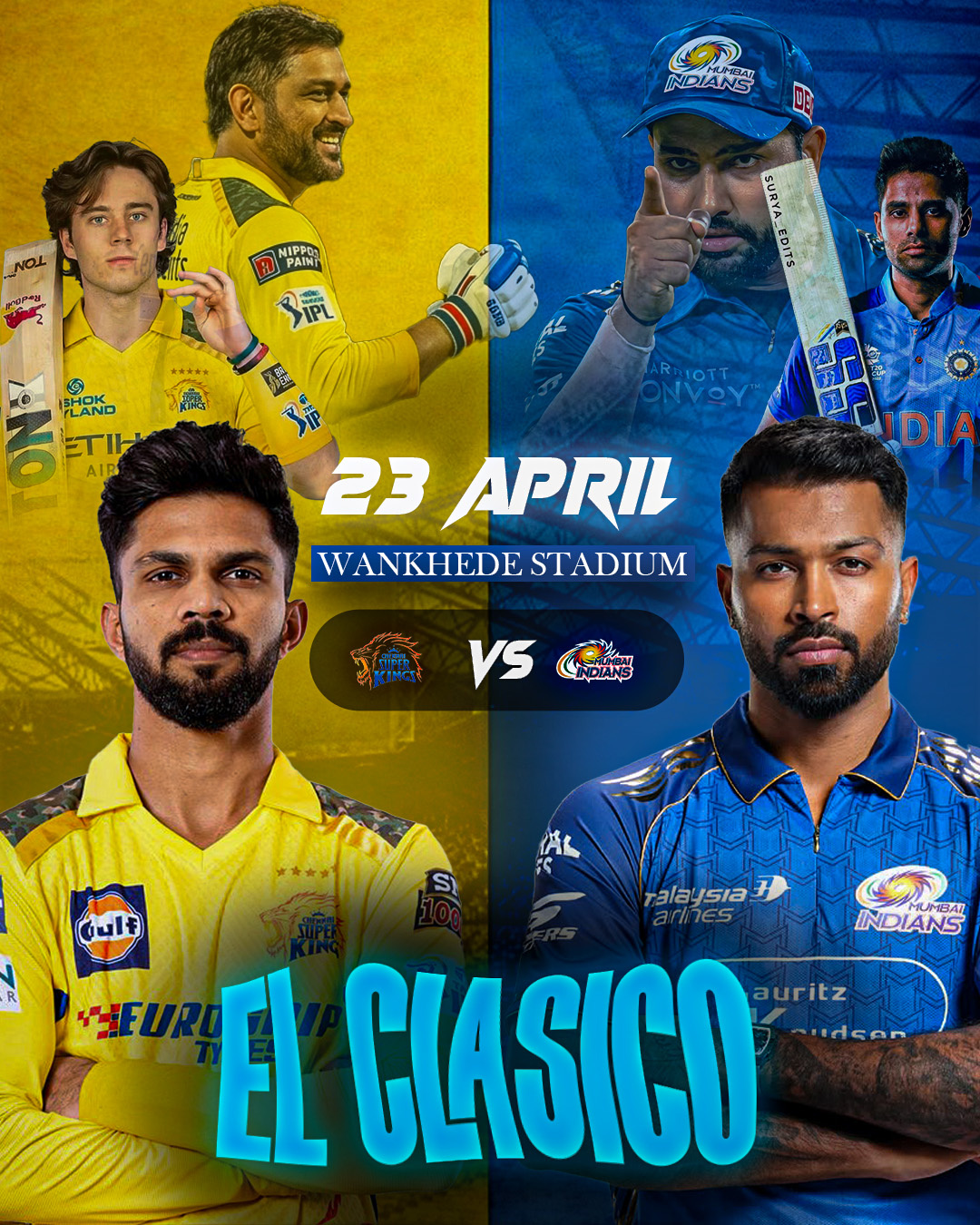 El Clasico — CSK vs MI | IPL Match Day Poster