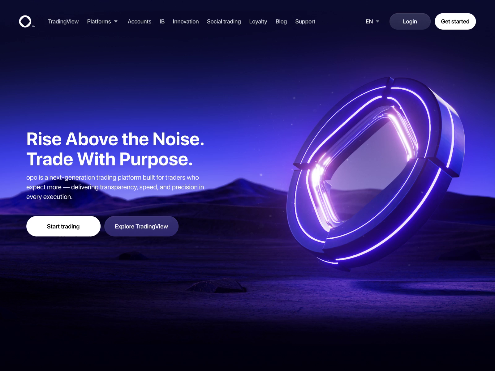 Opo Finance landing page web design hero section 3D Animation