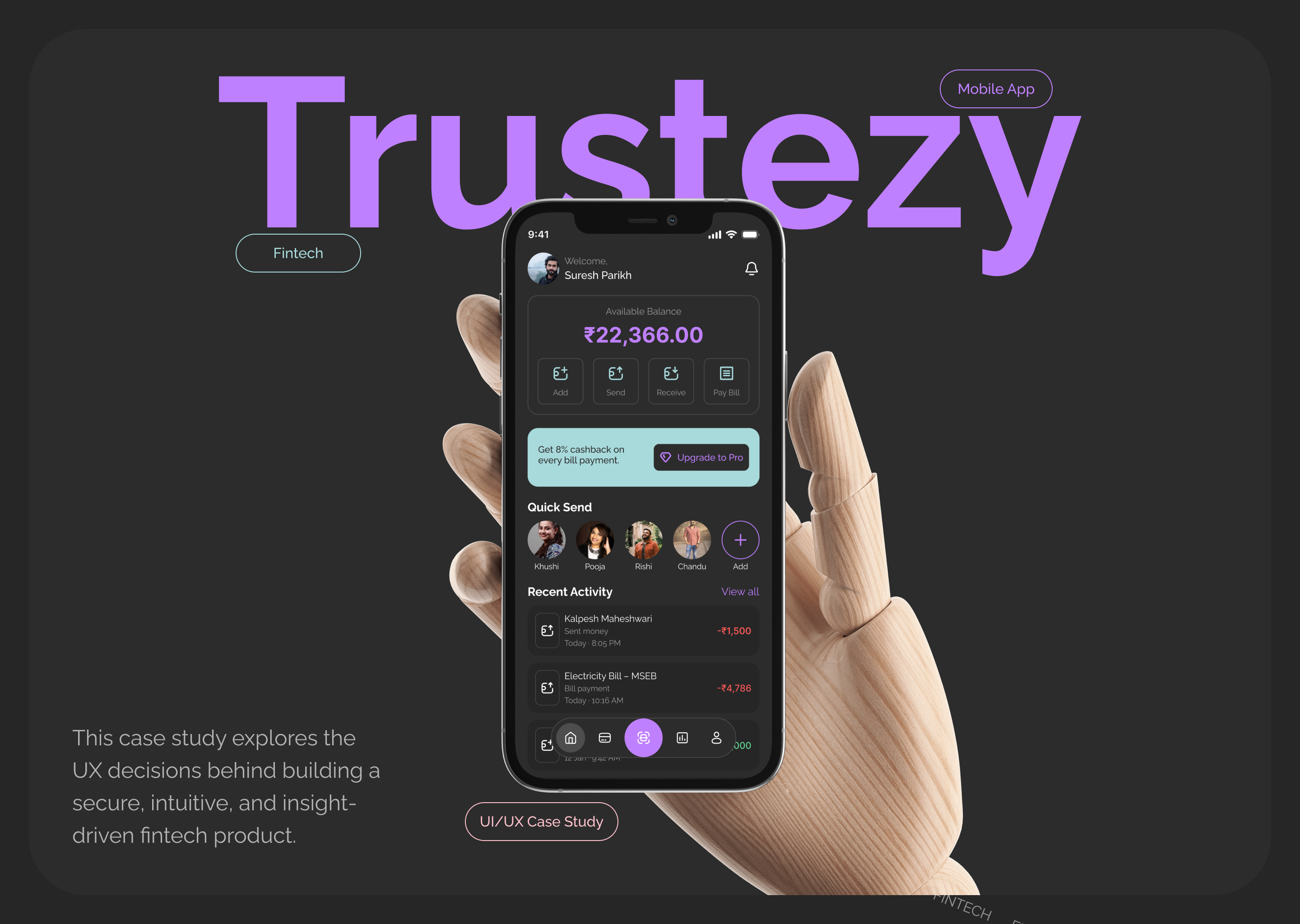 Trustezy Smart Digital Wallet App banking app fintech mobile app payment product design saas ui ui design ux design wallet app