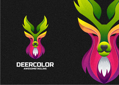 Deer Color Logo Design 3d branding colorful deer design graphic design illustration logo