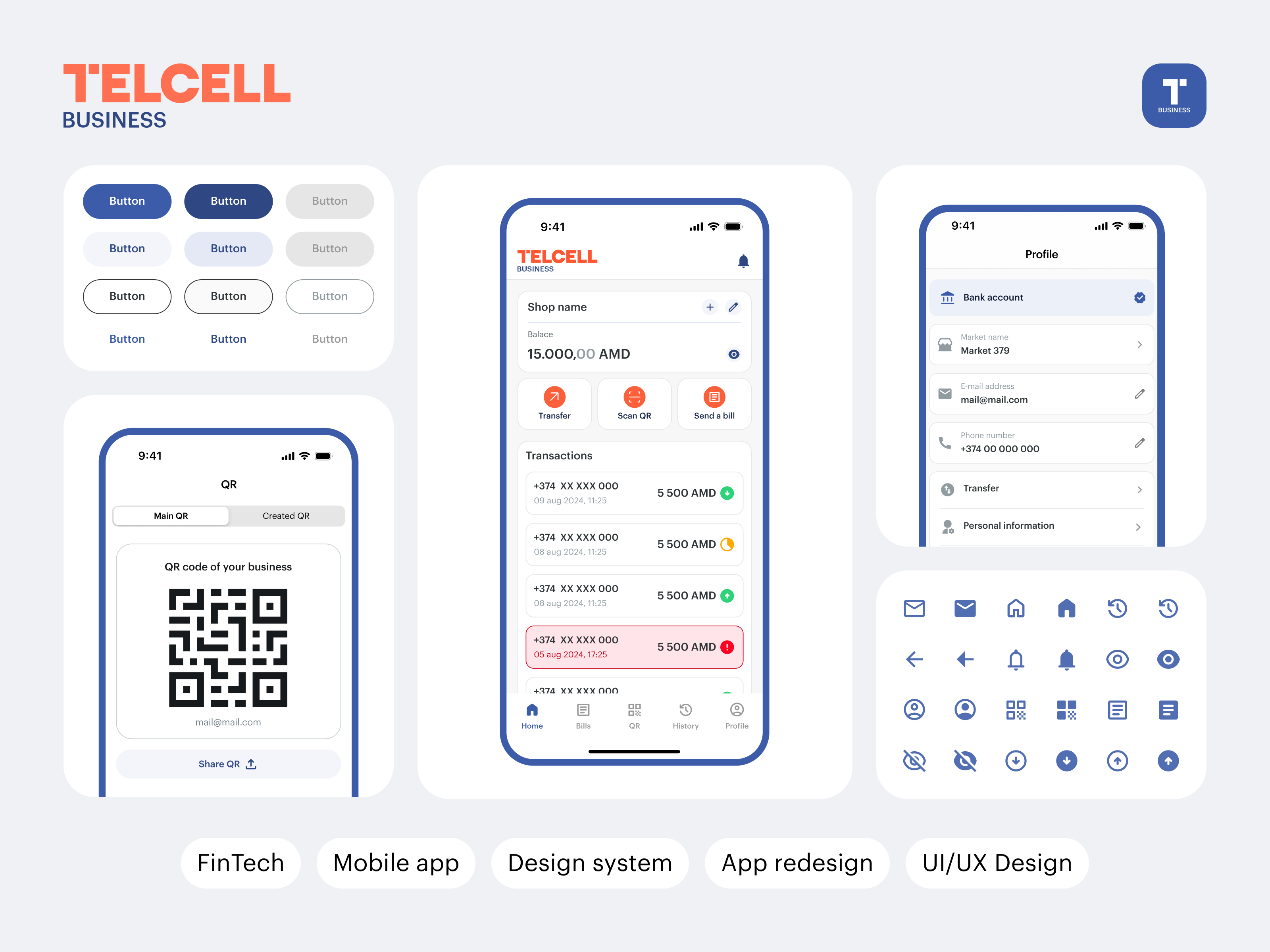 Fintech mobile app UX Design | Design system