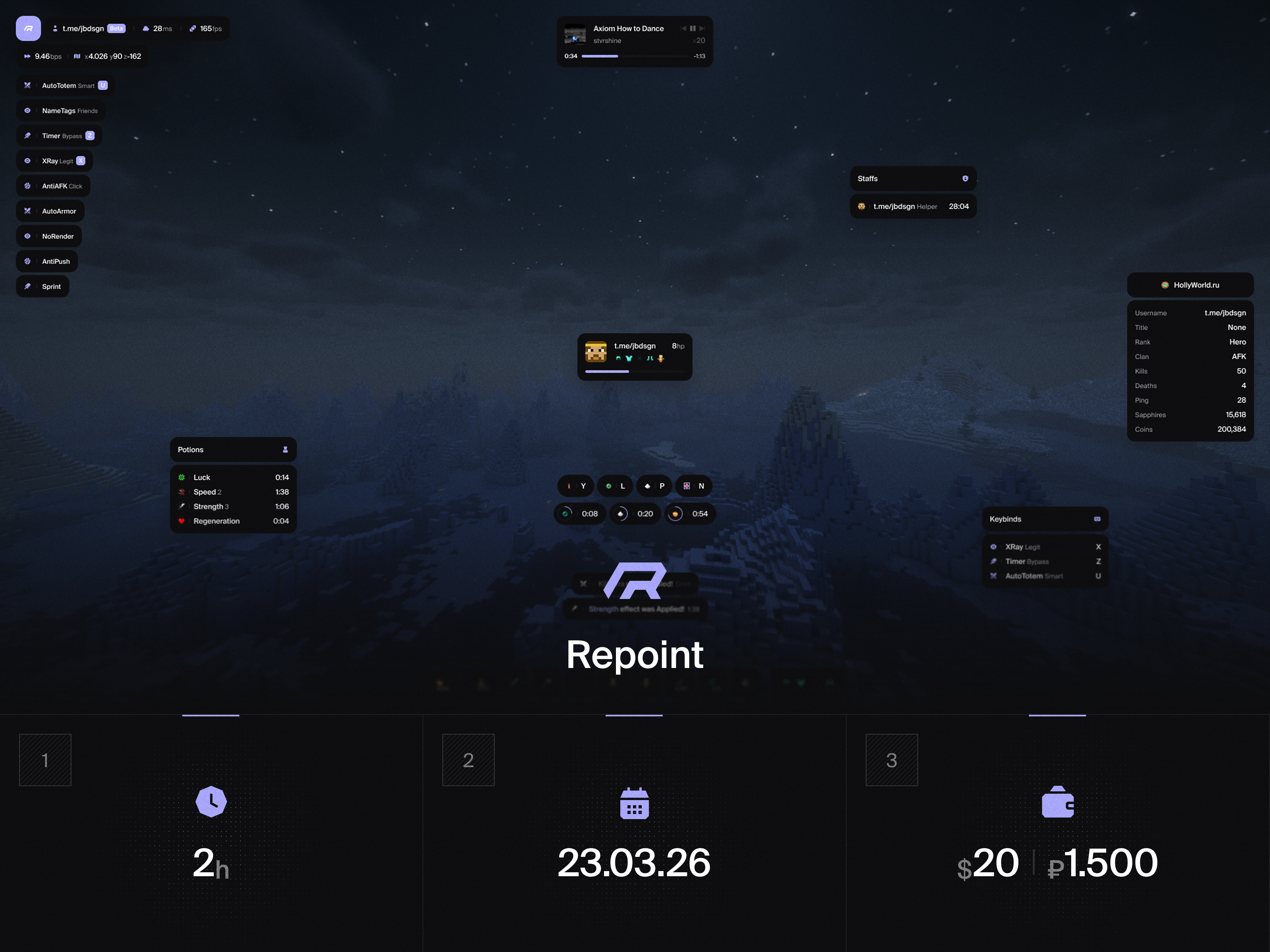 Repoint cheat game hack hud minecraft ui uiux uix ux
