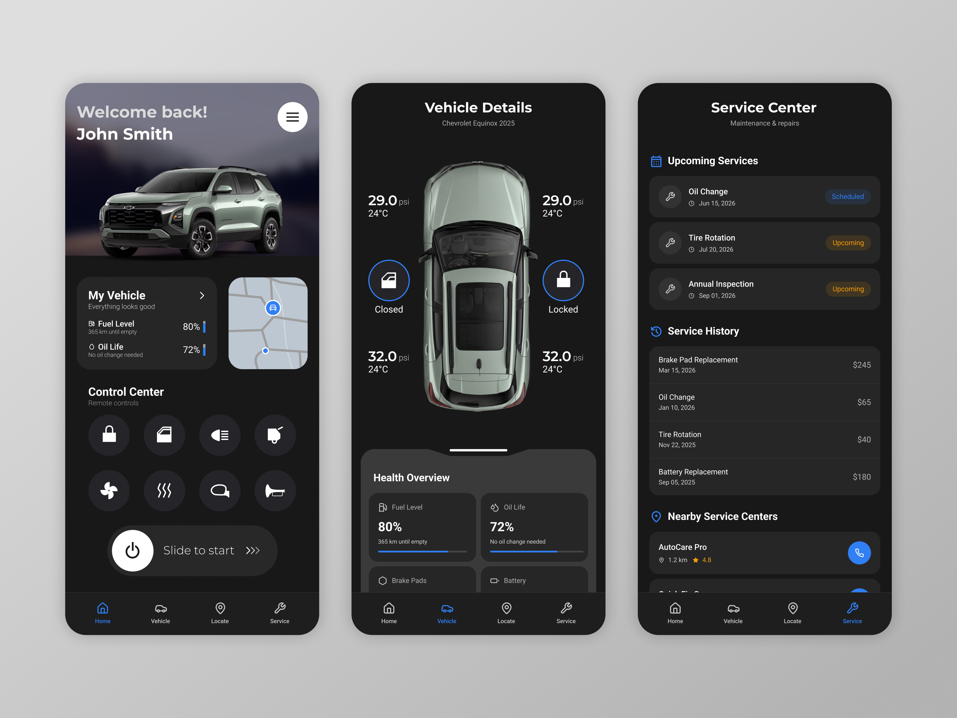 Vehicle control app - Car management