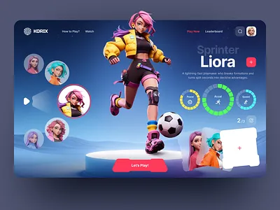 Gaming Dashboard UI — Character Selection 3d character 3d modelling character design character selection creative ui dashboarod design esports game app game interface game ui gamification gaming dashboard interaction design modern ui product design startup design stats ui ui design ui ux web ui