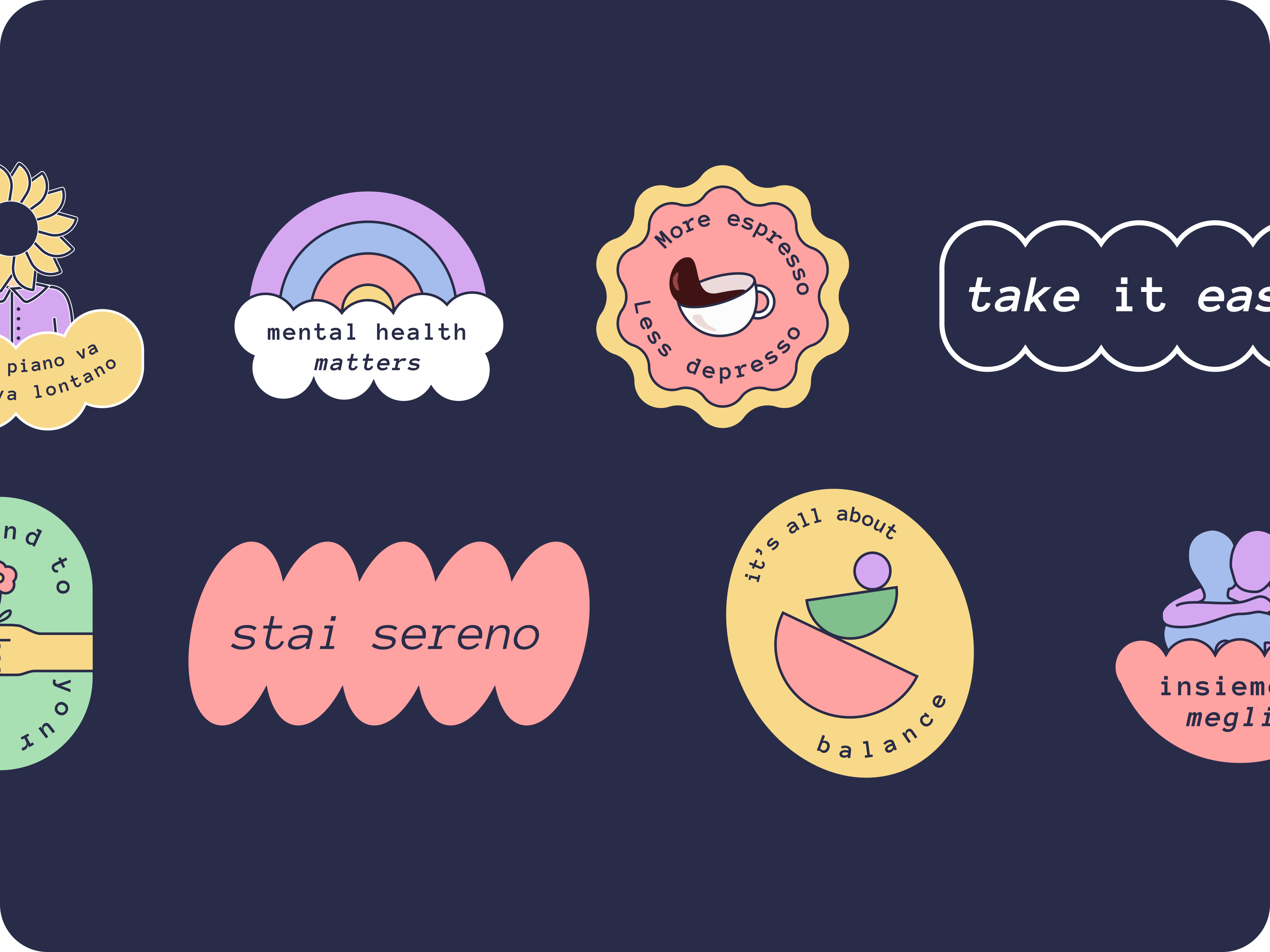 Mental Health Sticker Pack — Brand Identity Illustrations 🌻