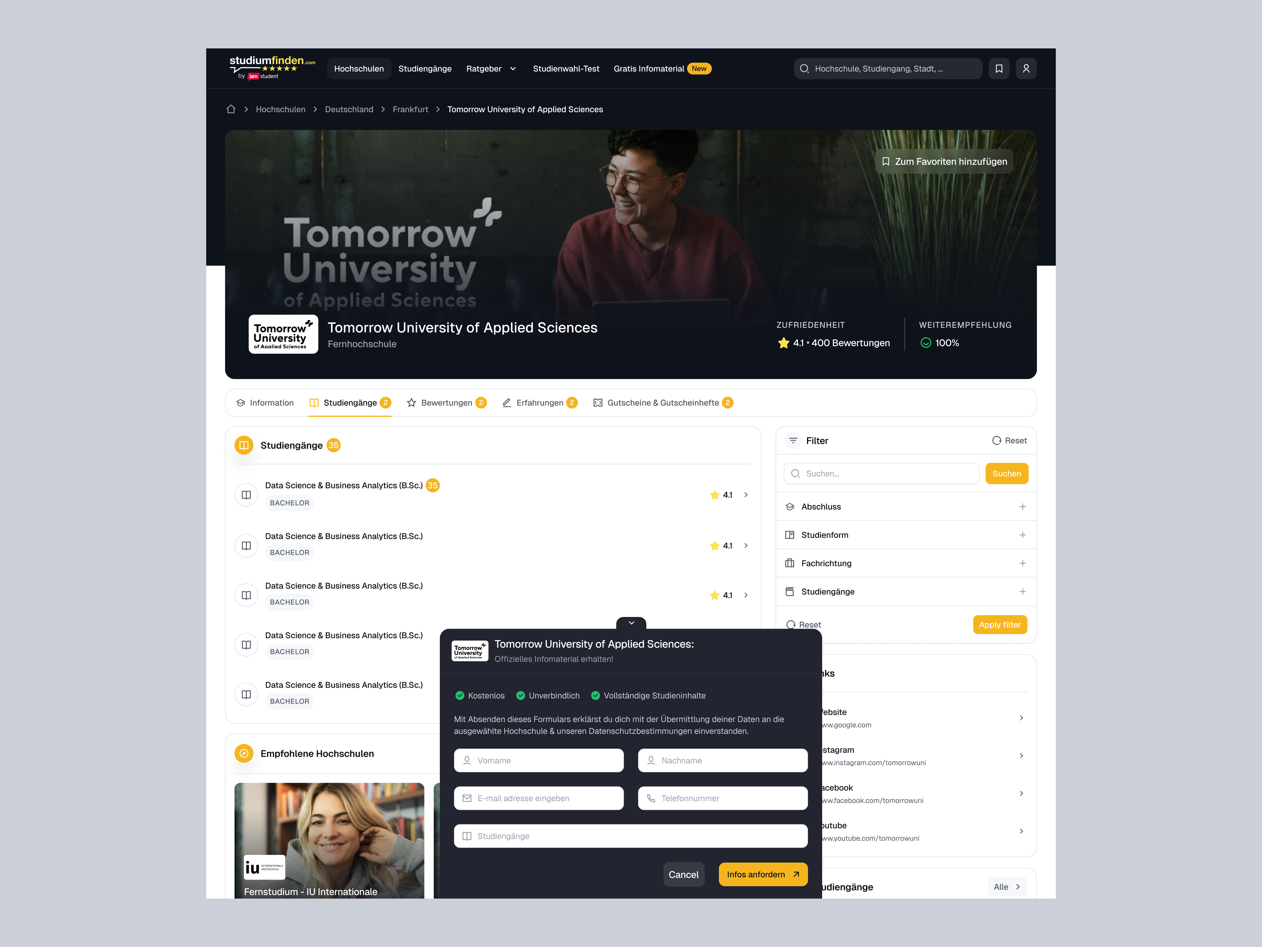 Request Information Form abroad ai app design education minimal mobile school study ui user ux web