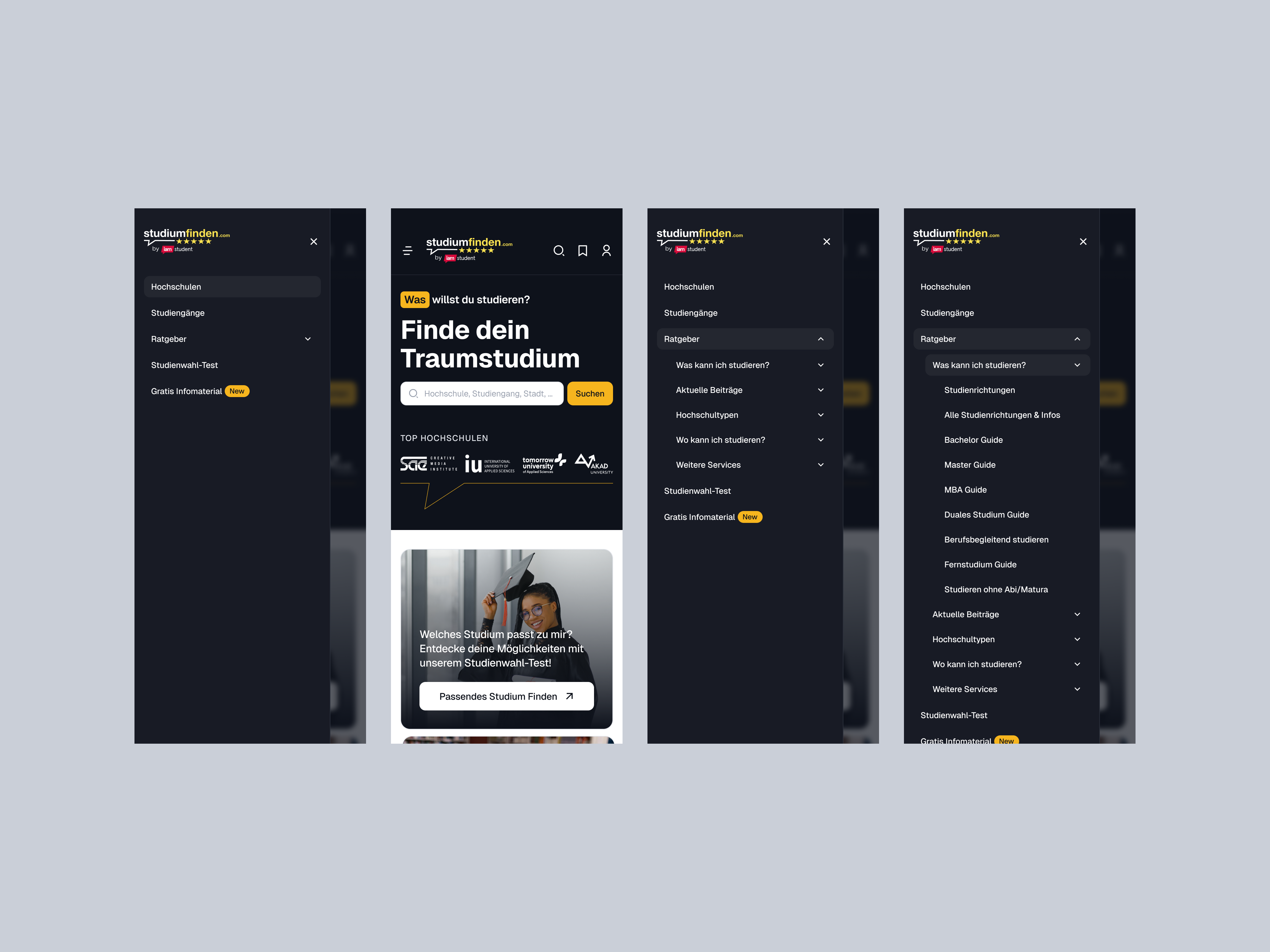 Mobile Navigation ai app design education hero homepage link menu minimal mobile nav study ui ux web