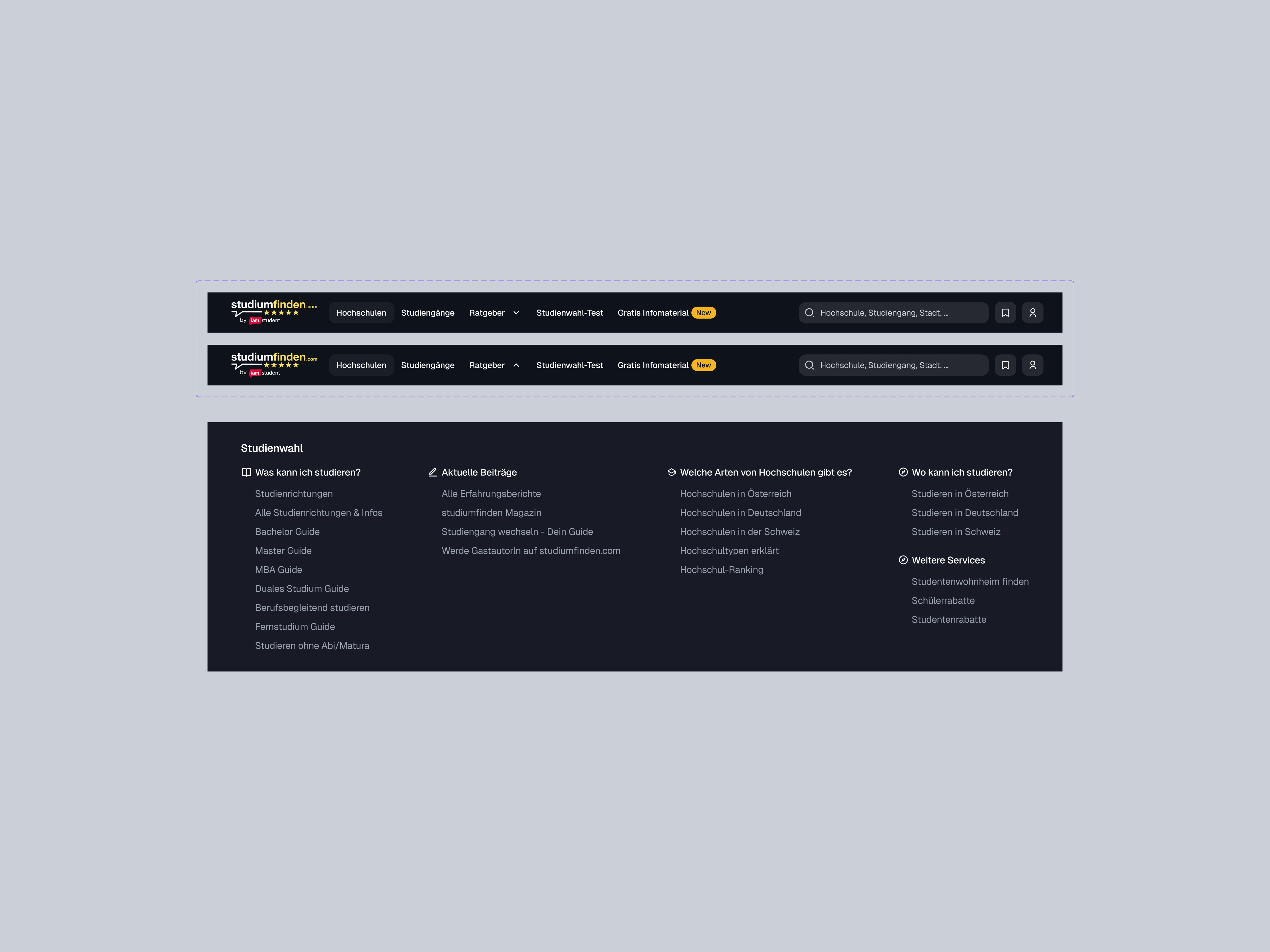 Nav Bar & Dropdown ai app bar buld design education exam generate minimal mobile nav school student study tool ui ux web