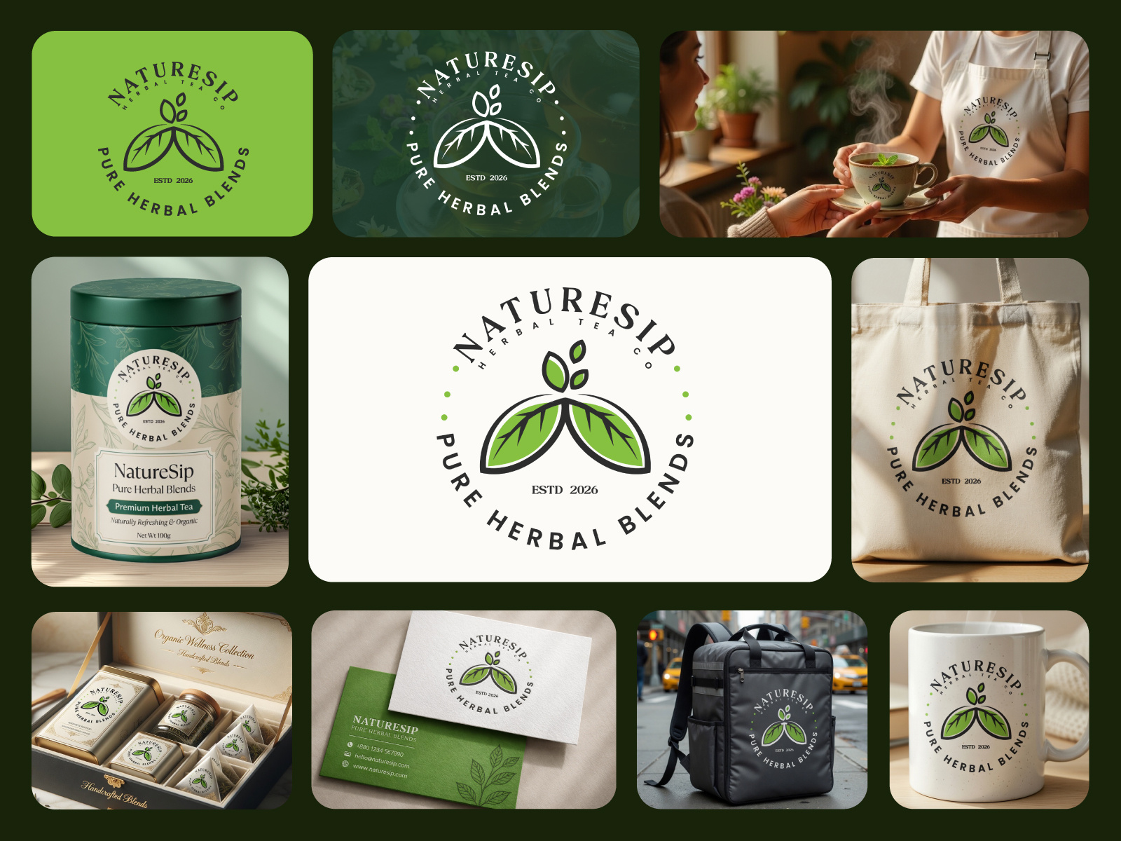 NatureSip – Modern Herbal Tea Logo Design & Branding brand style guide branding branding design business logo coffee logo eco branding flat logo free logo design graphic design green logo design herbal tea branding logo creation logo design logo design branding minimal logo design modern logo natural product branding organic brand identity packaging design tea logo