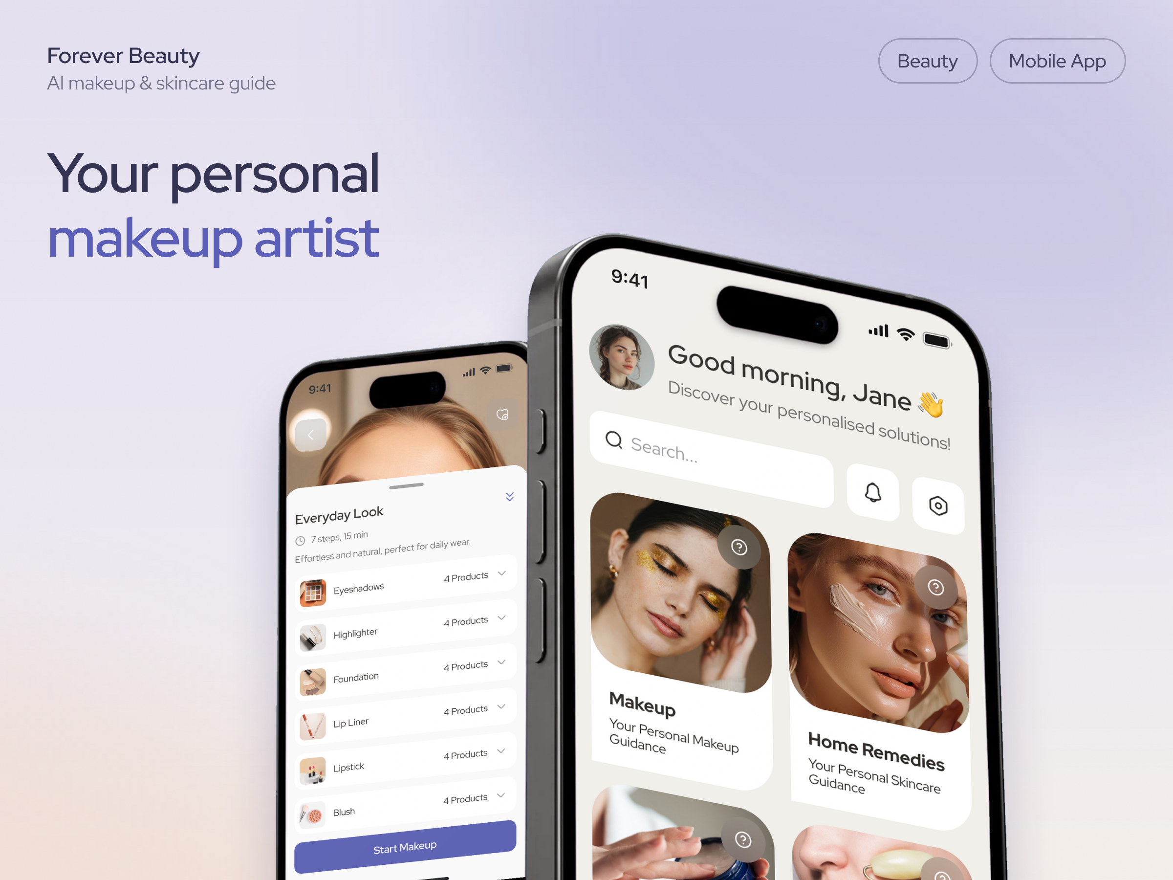 AI Skincare & Beauty Routine App UI ai skin analysis beauty app design beauty routine tracker clean ui dark mode app design health beauty app makeup guide app mobile app design mobile app ui ux modern app design onboarding ui design personalized skincare product design skin tracker ui skincare app ui spa app interface ui ux design wellness app design