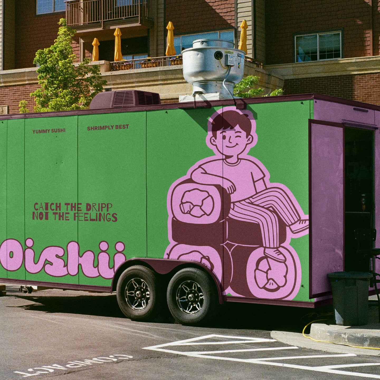 Oishii Identity a Japanese Sushi Restaurant branding car design download food truck identity label logo psd restaurant signage template trailor typography vehicle