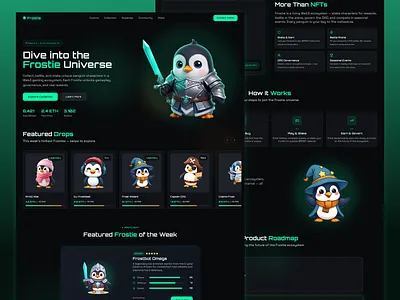 Web3 NFT Landing Page crypto ui design dark ui figma design gaming ui landing page design modern ui nft market place nft website uiux design web3 design
