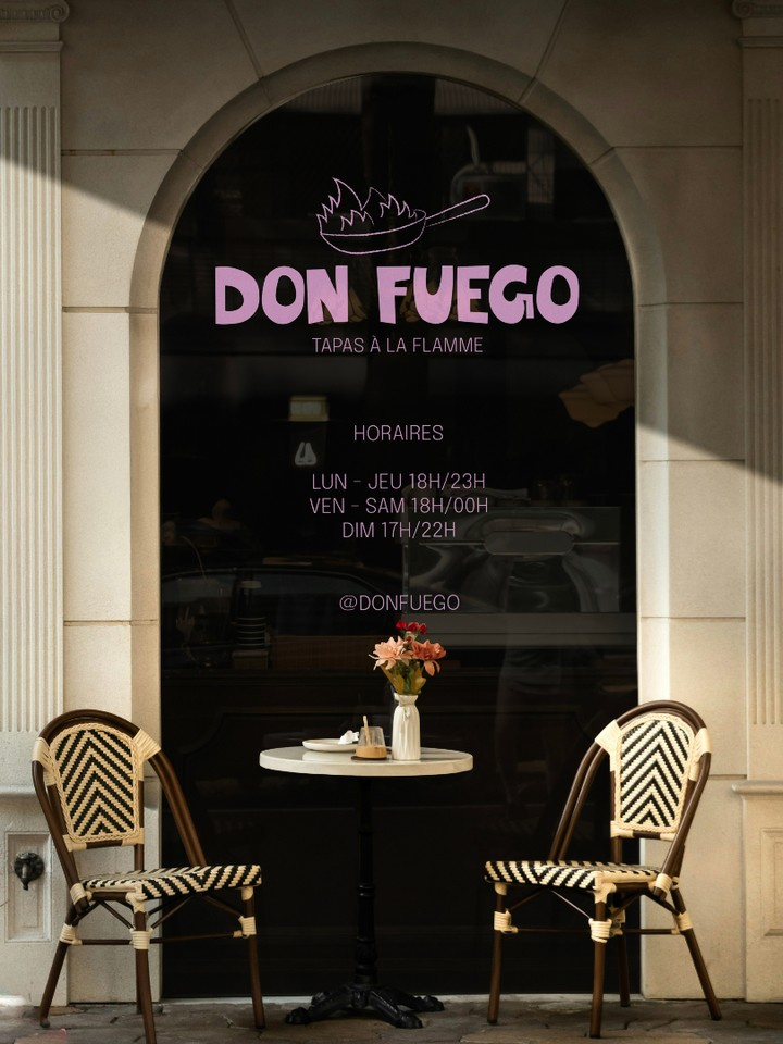 Don Fuego Identity brand branding cafe design download facade graphic design identity logo mockup mockups psd pub restaurant signage store storefront template typography