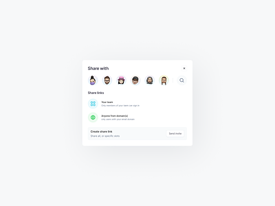 Share Project Modal ✨ access management permissions pop over pop up popup post product designer sergushkin share share modal sharing modal user interface user list user management users ux design white