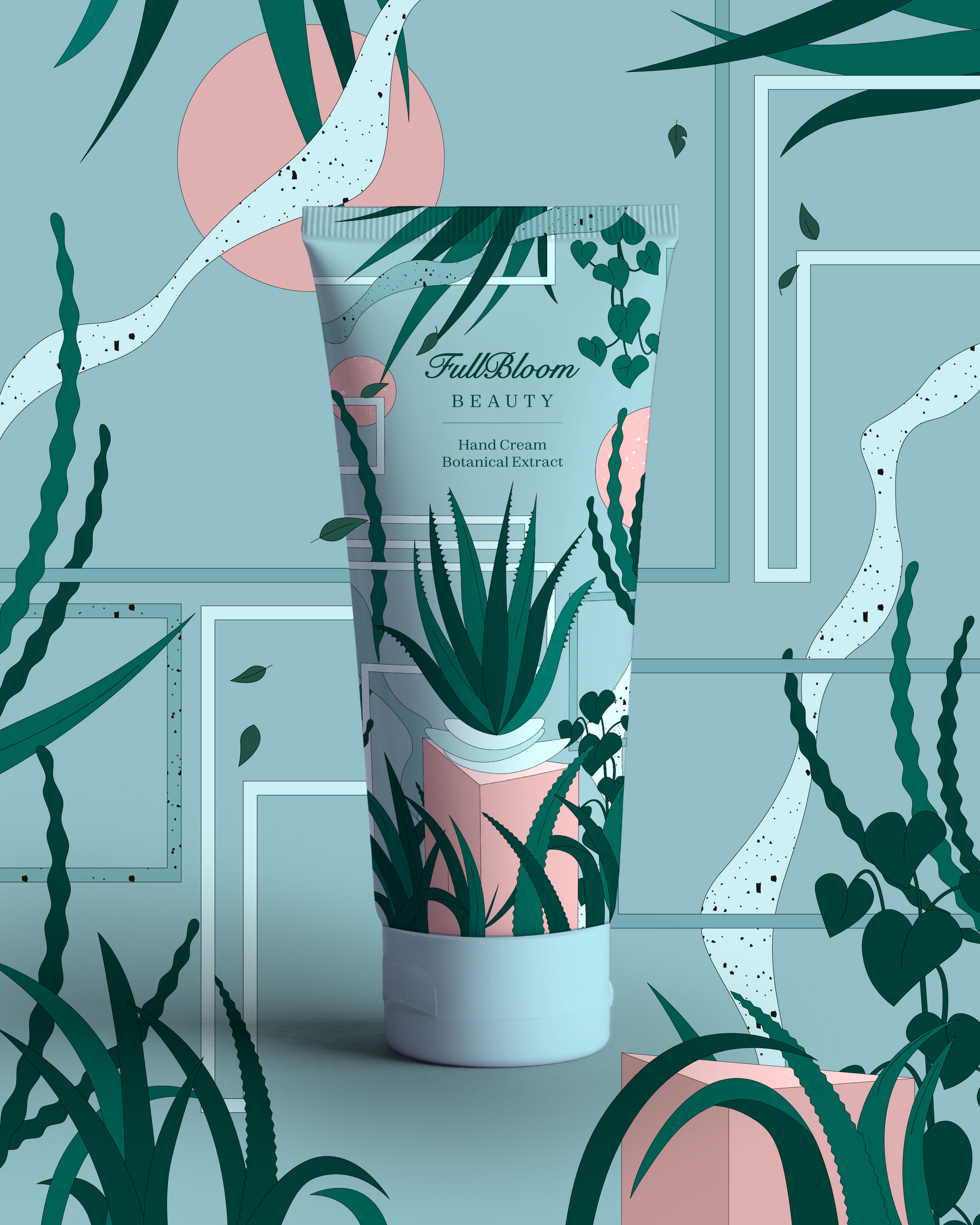 Hand Cream Concept #1 botanical brand brand identity brand illustration branding color palette colorful cosmetic brand cosmetics cream hand cream natural plant symbols vector vector art vectorart