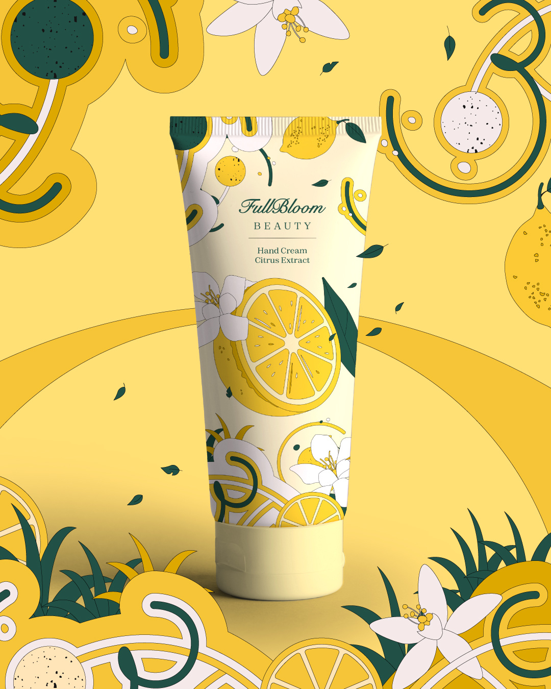 Hand Cream Concept #2 beauty brand branding citrus citrus brand cosmetics custom design fresh fruit brand graphic design lemon nature product brand vector art yellow