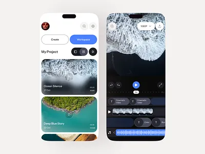 AI Video Editing App UI Design ai app ai video editor app ui app ux clean ui content creator tools digital product design editing app figma design ios app ui mobile app design modern app design product design startup app ui design ui inspiration ux case study ux design video editing app video editor ui
