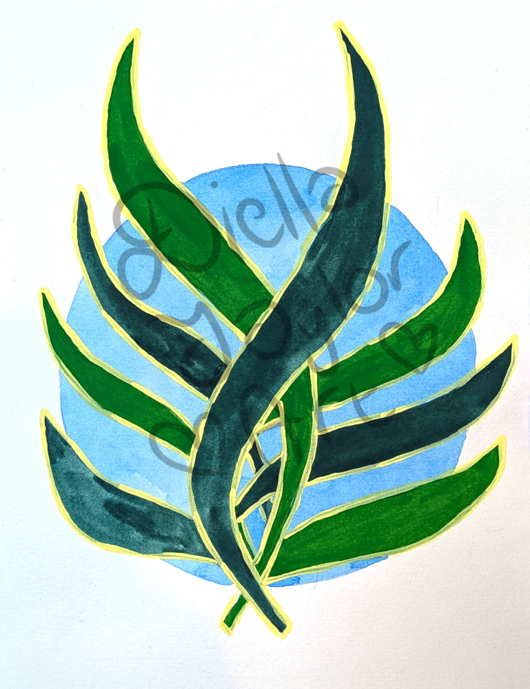 Botanical Cameo III gouache illustration mixed media painting watercolour