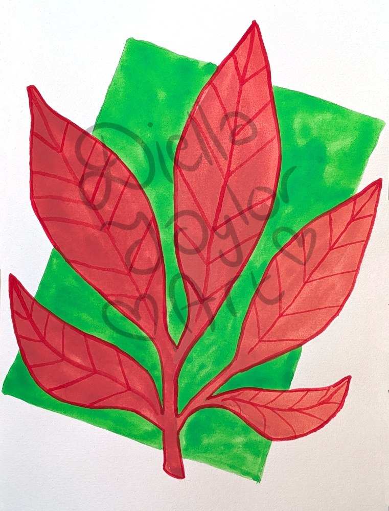 Botanical Cameo V gouache illustration mixed media painting watercolour