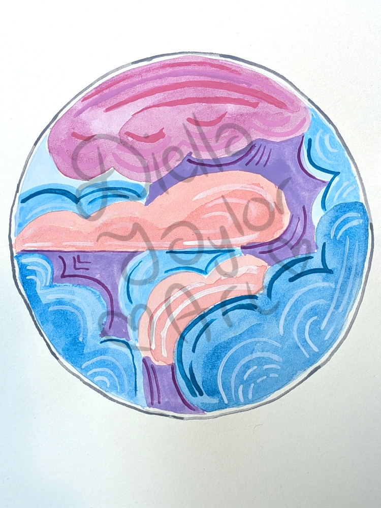 Clouds gouache illustration mixed media painting watercolour