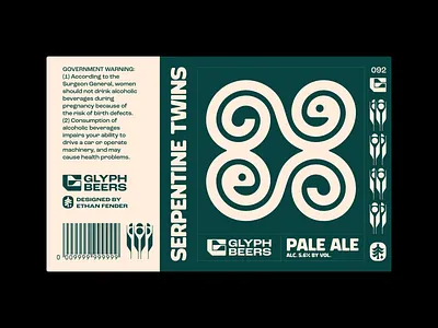 Glyph Beer 92 ancient beer beer label emblem hieroglyphics icon logo mound nature packaging petroglyph primitive art reptile seal serpent snake spirals symbol tails zoo